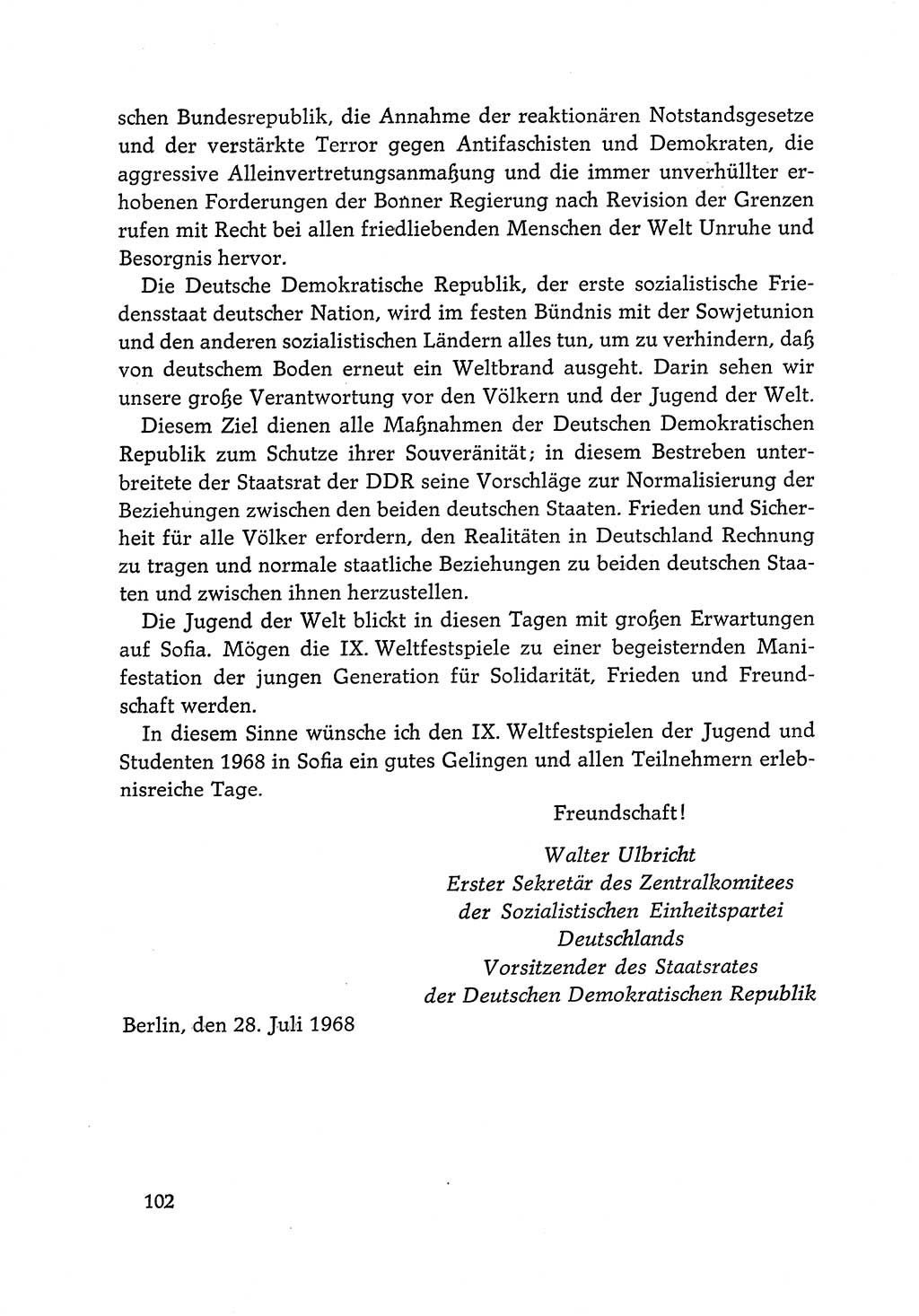 Dokumente der Sozialistischen Einheitspartei Deutschlands (SED) [Deutsche Demokratische Republik (DDR)] 1968-1969, Seite 102 (Dok. SED DDR 1968-1969, S. 102)