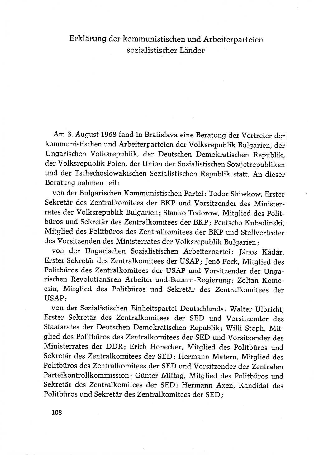 Dokumente der Sozialistischen Einheitspartei Deutschlands (SED) [Deutsche Demokratische Republik (DDR)] 1968-1969, Seite 108 (Dok. SED DDR 1968-1969, S. 108)