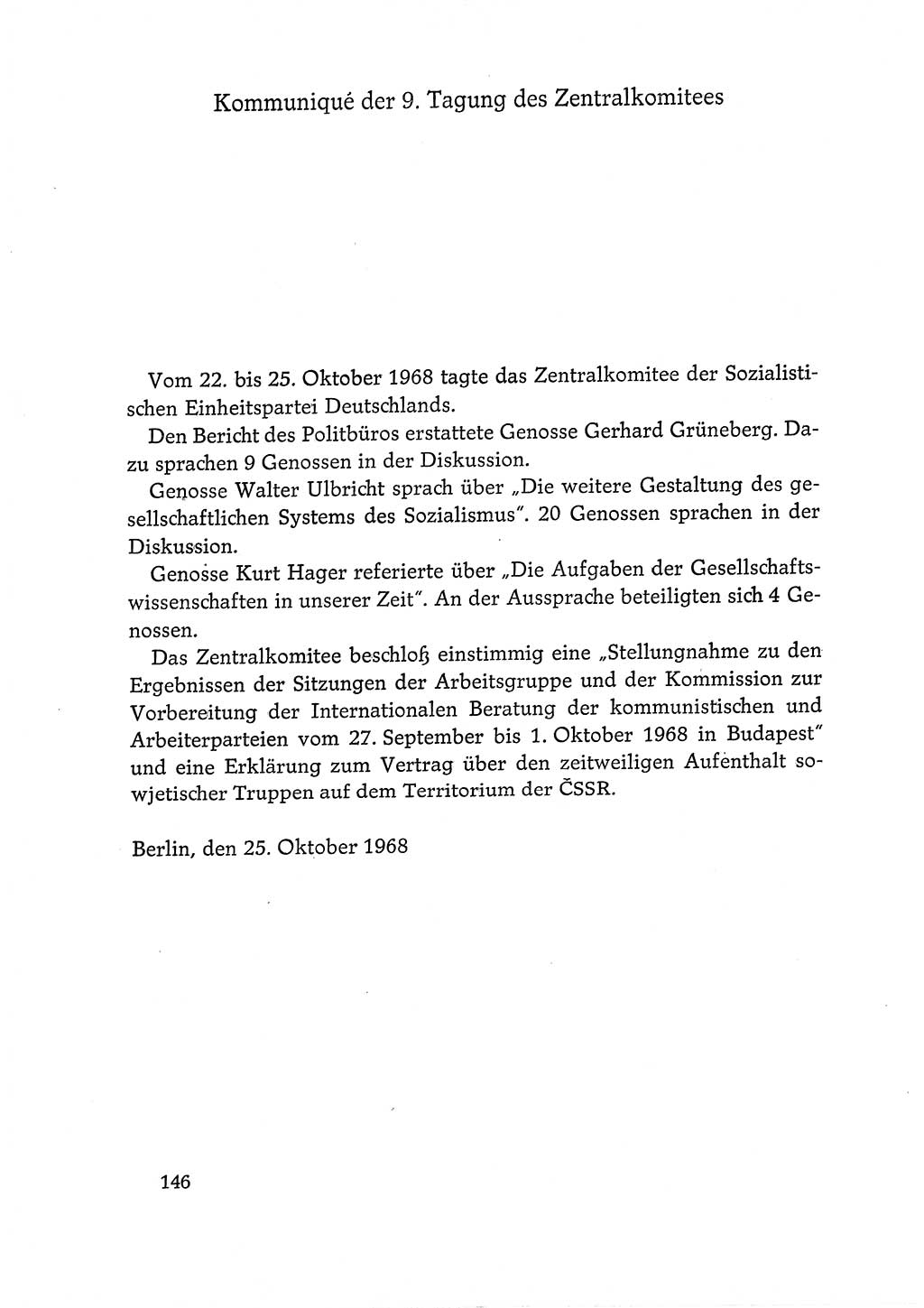 Dokumente der Sozialistischen Einheitspartei Deutschlands (SED) [Deutsche Demokratische Republik (DDR)] 1968-1969, Seite 146 (Dok. SED DDR 1968-1969, S. 146)