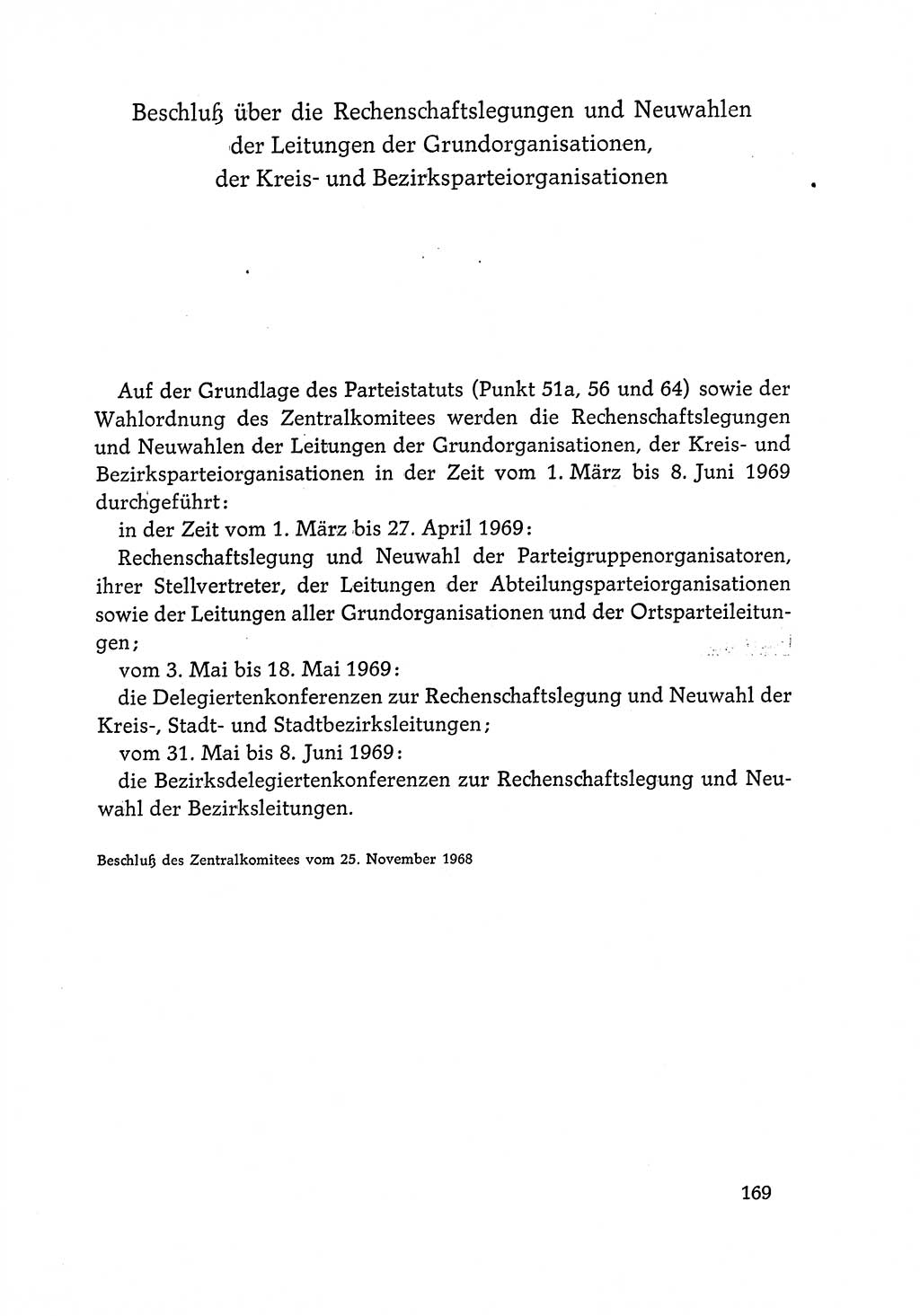 Dokumente der Sozialistischen Einheitspartei Deutschlands (SED) [Deutsche Demokratische Republik (DDR)] 1968-1969, Seite 169 (Dok. SED DDR 1968-1969, S. 169)