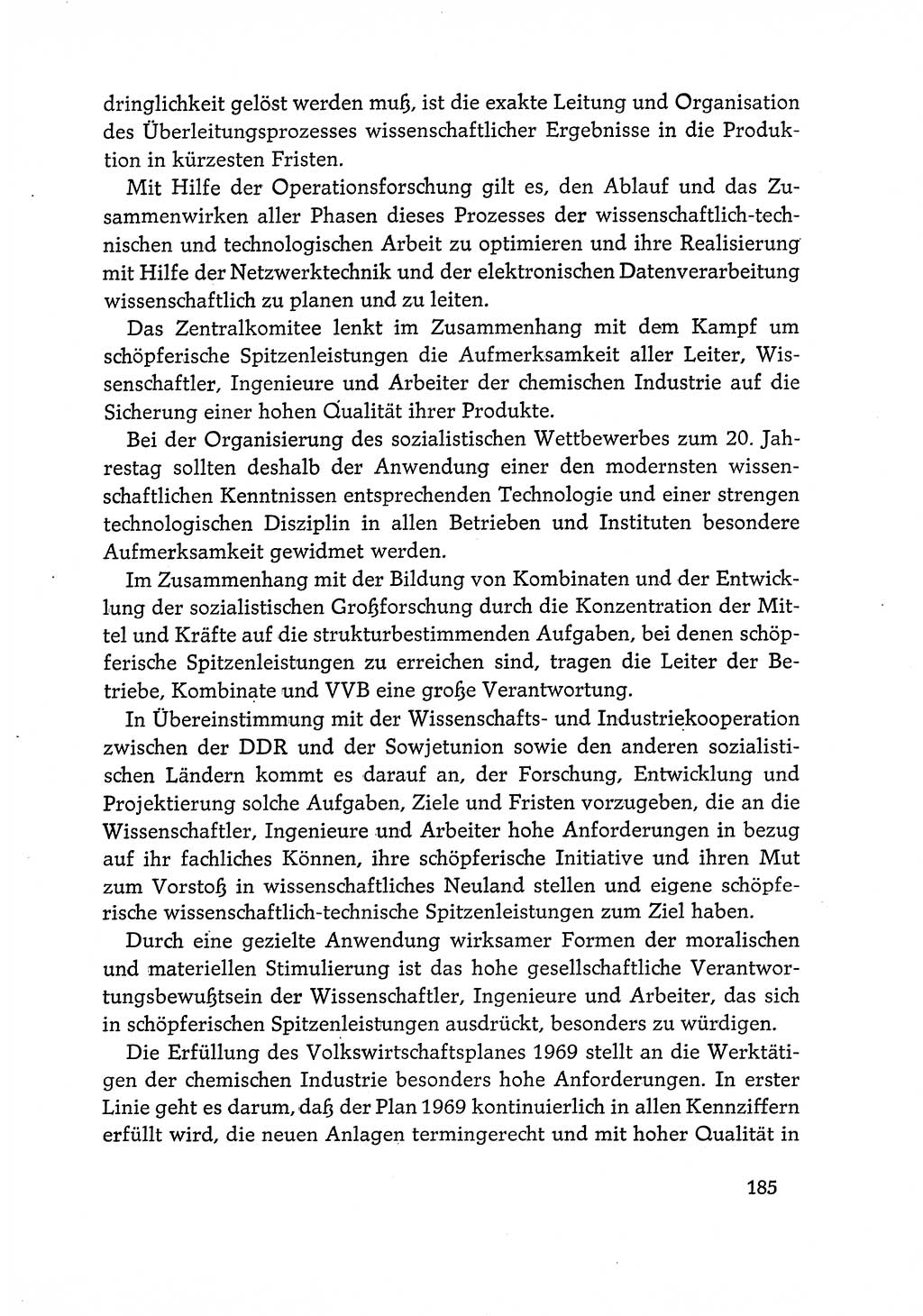 Dokumente der Sozialistischen Einheitspartei Deutschlands (SED) [Deutsche Demokratische Republik (DDR)] 1968-1969, Seite 185 (Dok. SED DDR 1968-1969, S. 185)