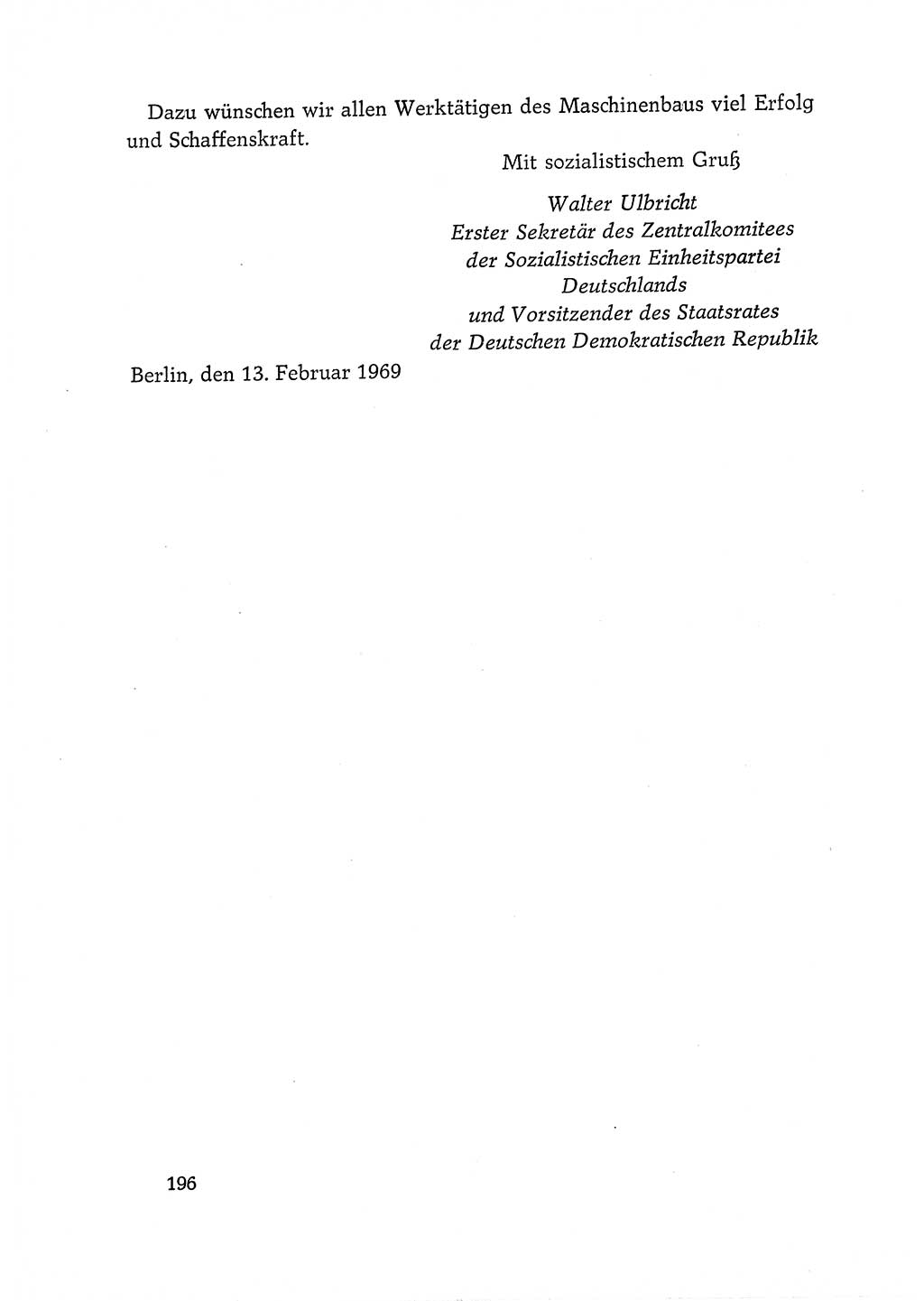 Dokumente der Sozialistischen Einheitspartei Deutschlands (SED) [Deutsche Demokratische Republik (DDR)] 1968-1969, Seite 196 (Dok. SED DDR 1968-1969, S. 196)