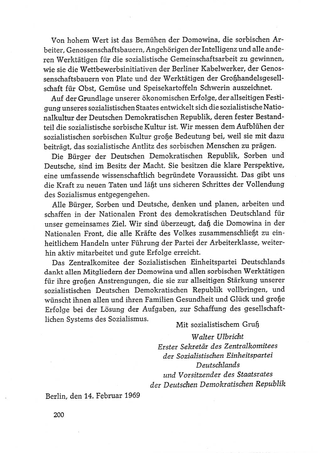Dokumente der Sozialistischen Einheitspartei Deutschlands (SED) [Deutsche Demokratische Republik (DDR)] 1968-1969, Seite 200 (Dok. SED DDR 1968-1969, S. 200)