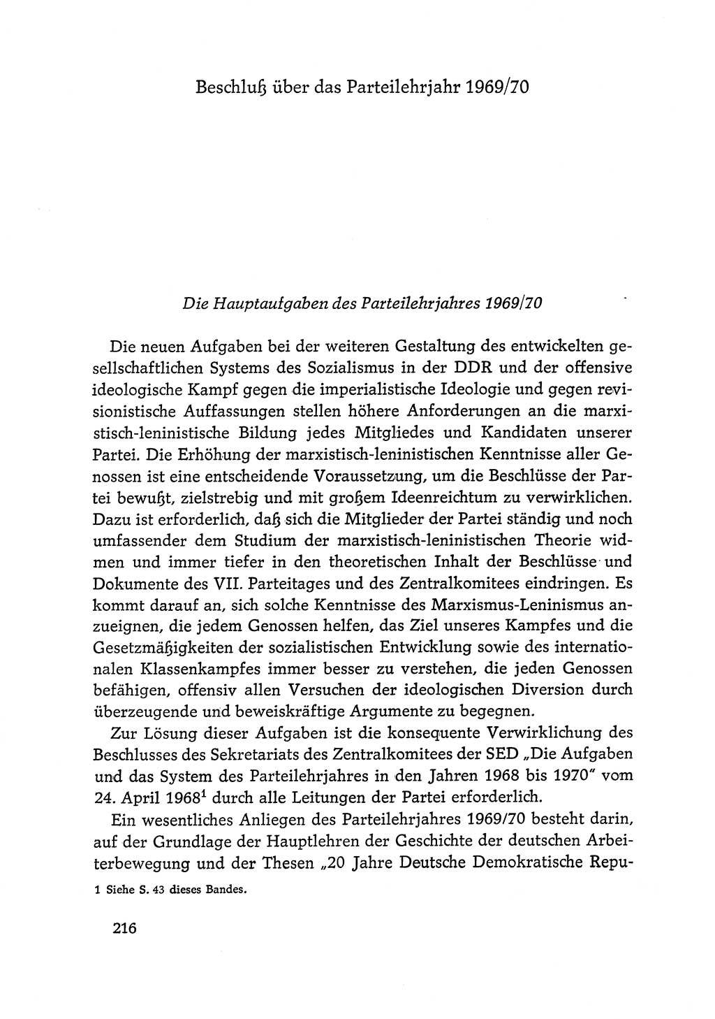Dokumente der Sozialistischen Einheitspartei Deutschlands (SED) [Deutsche Demokratische Republik (DDR)] 1968-1969, Seite 216 (Dok. SED DDR 1968-1969, S. 216)