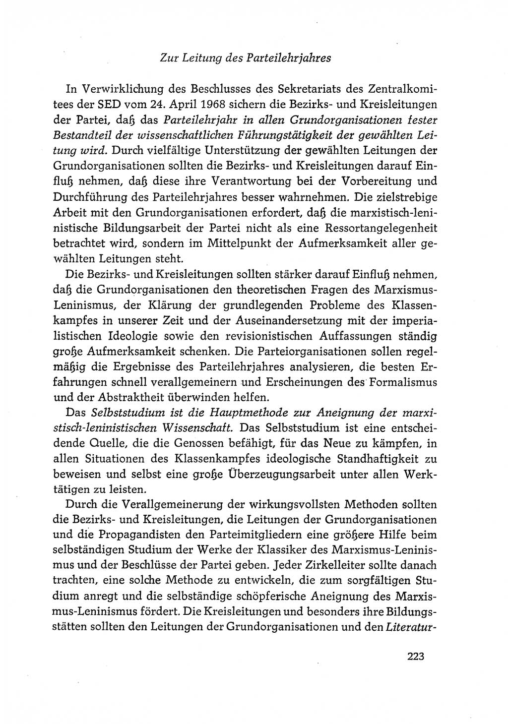 Dokumente der Sozialistischen Einheitspartei Deutschlands (SED) [Deutsche Demokratische Republik (DDR)] 1968-1969, Seite 223 (Dok. SED DDR 1968-1969, S. 223)