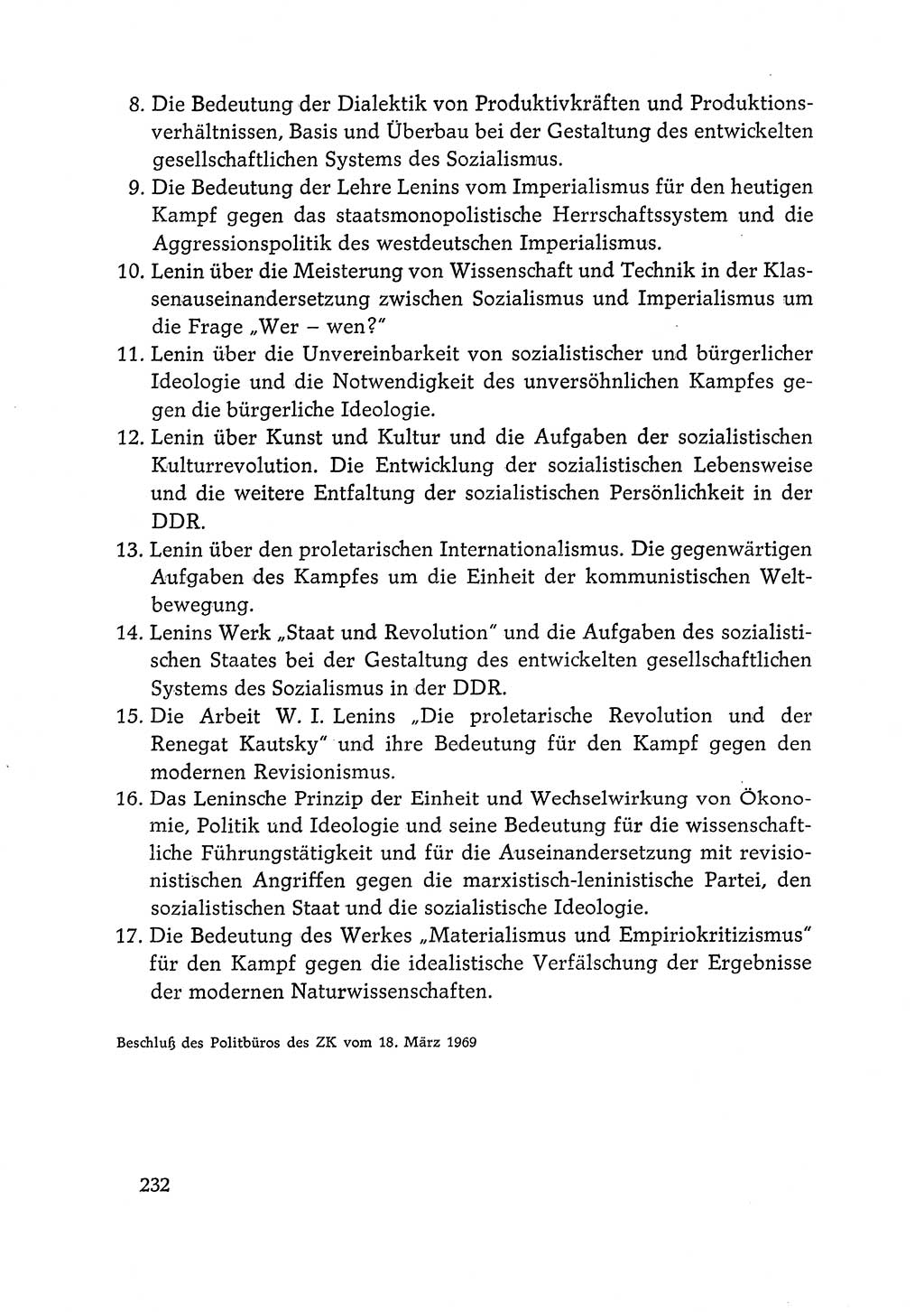 Dokumente der Sozialistischen Einheitspartei Deutschlands (SED) [Deutsche Demokratische Republik (DDR)] 1968-1969, Seite 232 (Dok. SED DDR 1968-1969, S. 232)