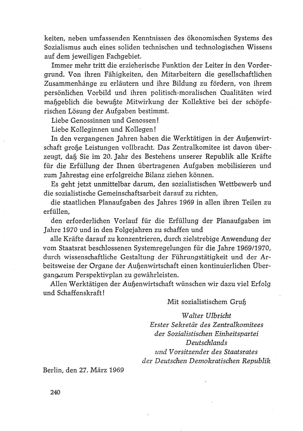 Dokumente der Sozialistischen Einheitspartei Deutschlands (SED) [Deutsche Demokratische Republik (DDR)] 1968-1969, Seite 240 (Dok. SED DDR 1968-1969, S. 240)
