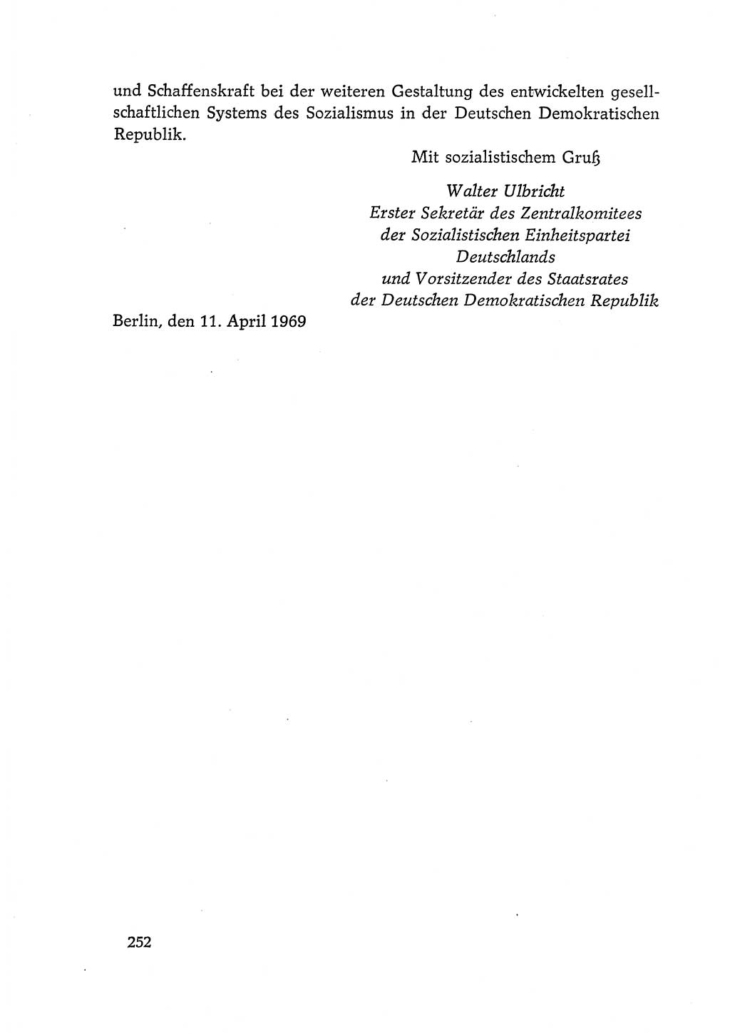 Dokumente der Sozialistischen Einheitspartei Deutschlands (SED) [Deutsche Demokratische Republik (DDR)] 1968-1969, Seite 252 (Dok. SED DDR 1968-1969, S. 252)