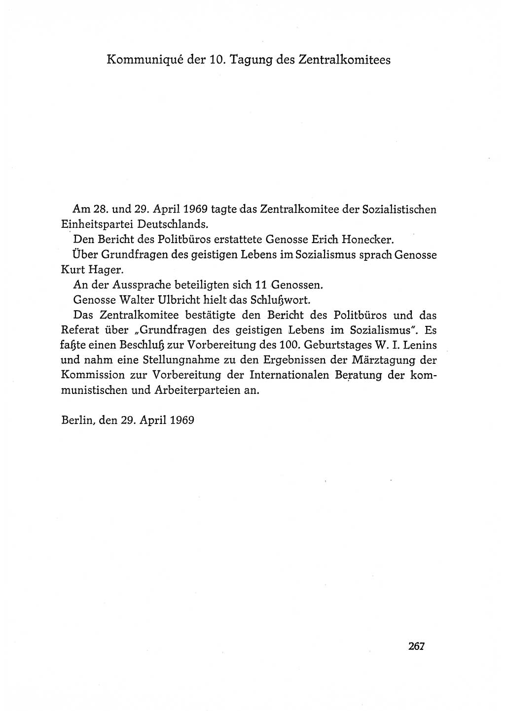 Dokumente der Sozialistischen Einheitspartei Deutschlands (SED) [Deutsche Demokratische Republik (DDR)] 1968-1969, Seite 267 (Dok. SED DDR 1968-1969, S. 267)