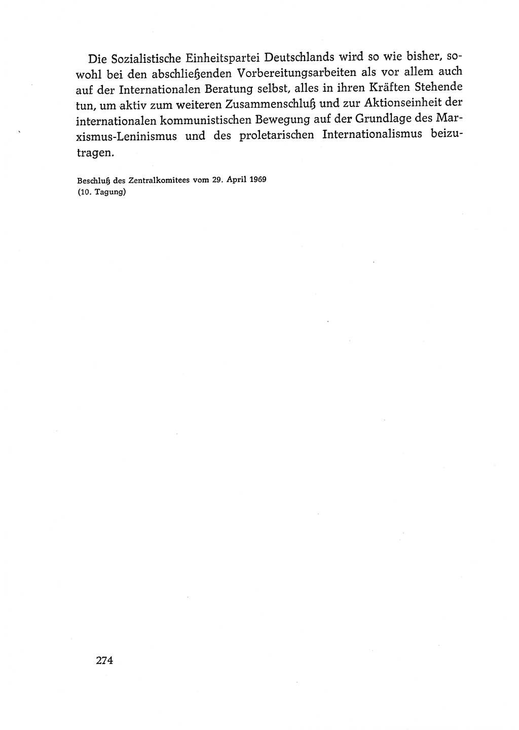 Dokumente der Sozialistischen Einheitspartei Deutschlands (SED) [Deutsche Demokratische Republik (DDR)] 1968-1969, Seite 274 (Dok. SED DDR 1968-1969, S. 274)
