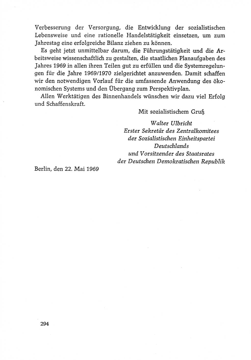 Dokumente der Sozialistischen Einheitspartei Deutschlands (SED) [Deutsche Demokratische Republik (DDR)] 1968-1969, Seite 294 (Dok. SED DDR 1968-1969, S. 294)