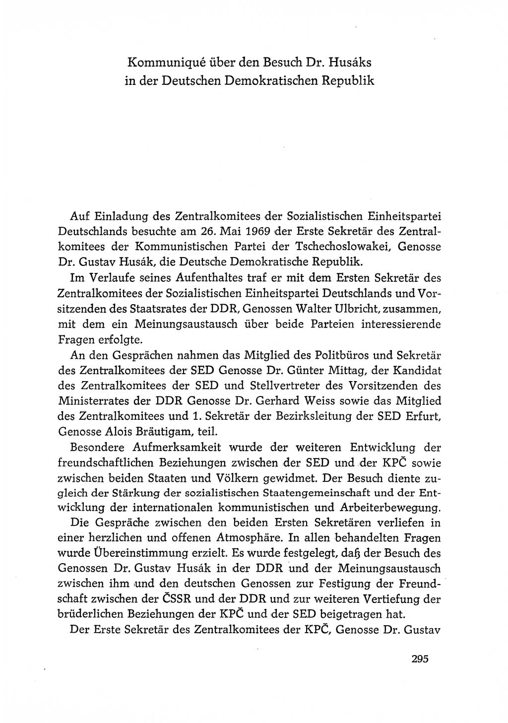 Dokumente der Sozialistischen Einheitspartei Deutschlands (SED) [Deutsche Demokratische Republik (DDR)] 1968-1969, Seite 295 (Dok. SED DDR 1968-1969, S. 295)