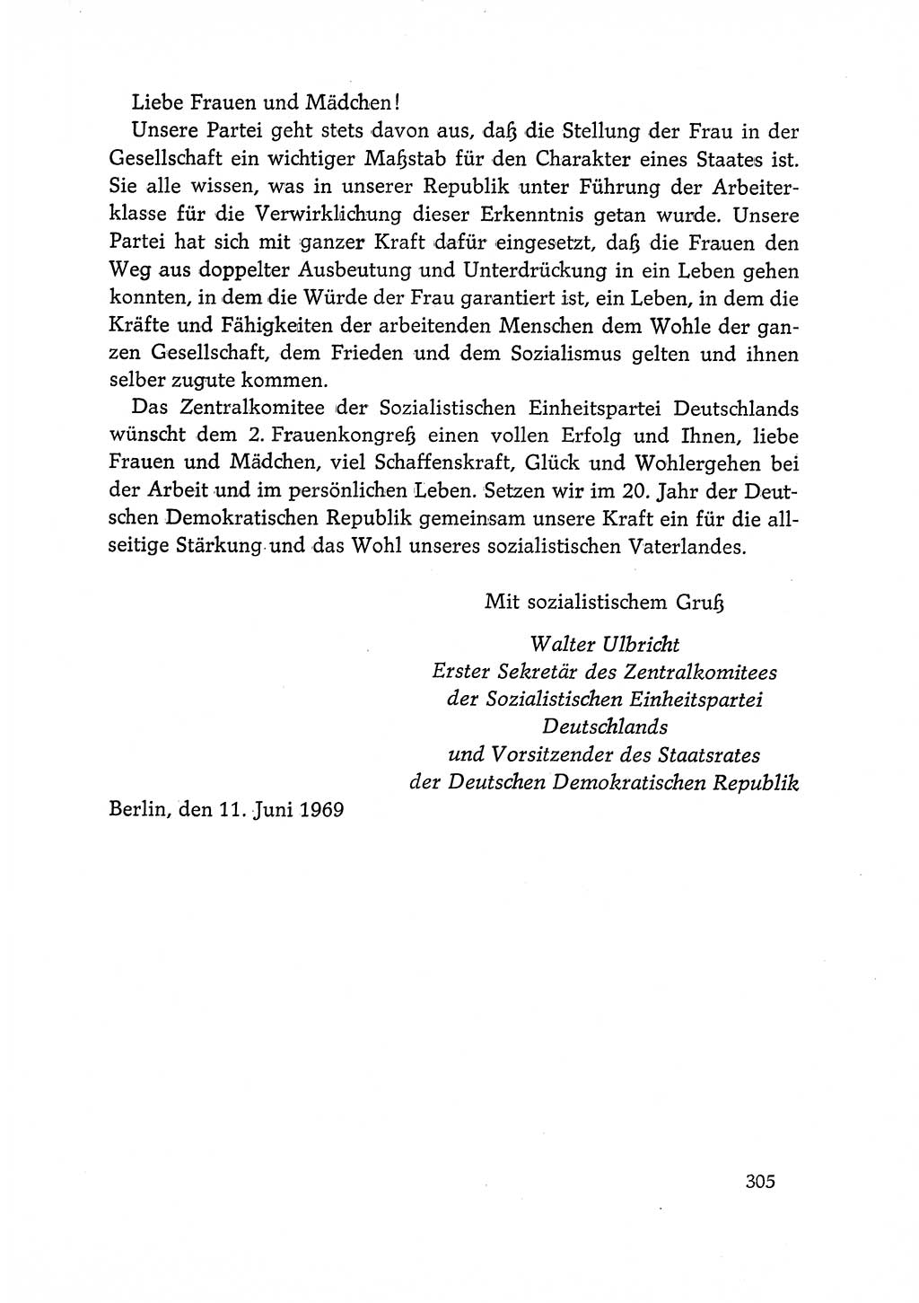 Dokumente der Sozialistischen Einheitspartei Deutschlands (SED) [Deutsche Demokratische Republik (DDR)] 1968-1969, Seite 305 (Dok. SED DDR 1968-1969, S. 305)