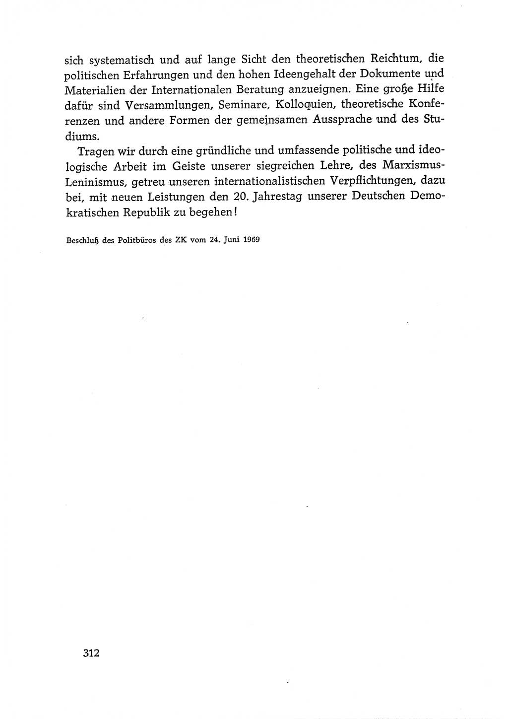 Dokumente der Sozialistischen Einheitspartei Deutschlands (SED) [Deutsche Demokratische Republik (DDR)] 1968-1969, Seite 312 (Dok. SED DDR 1968-1969, S. 312)