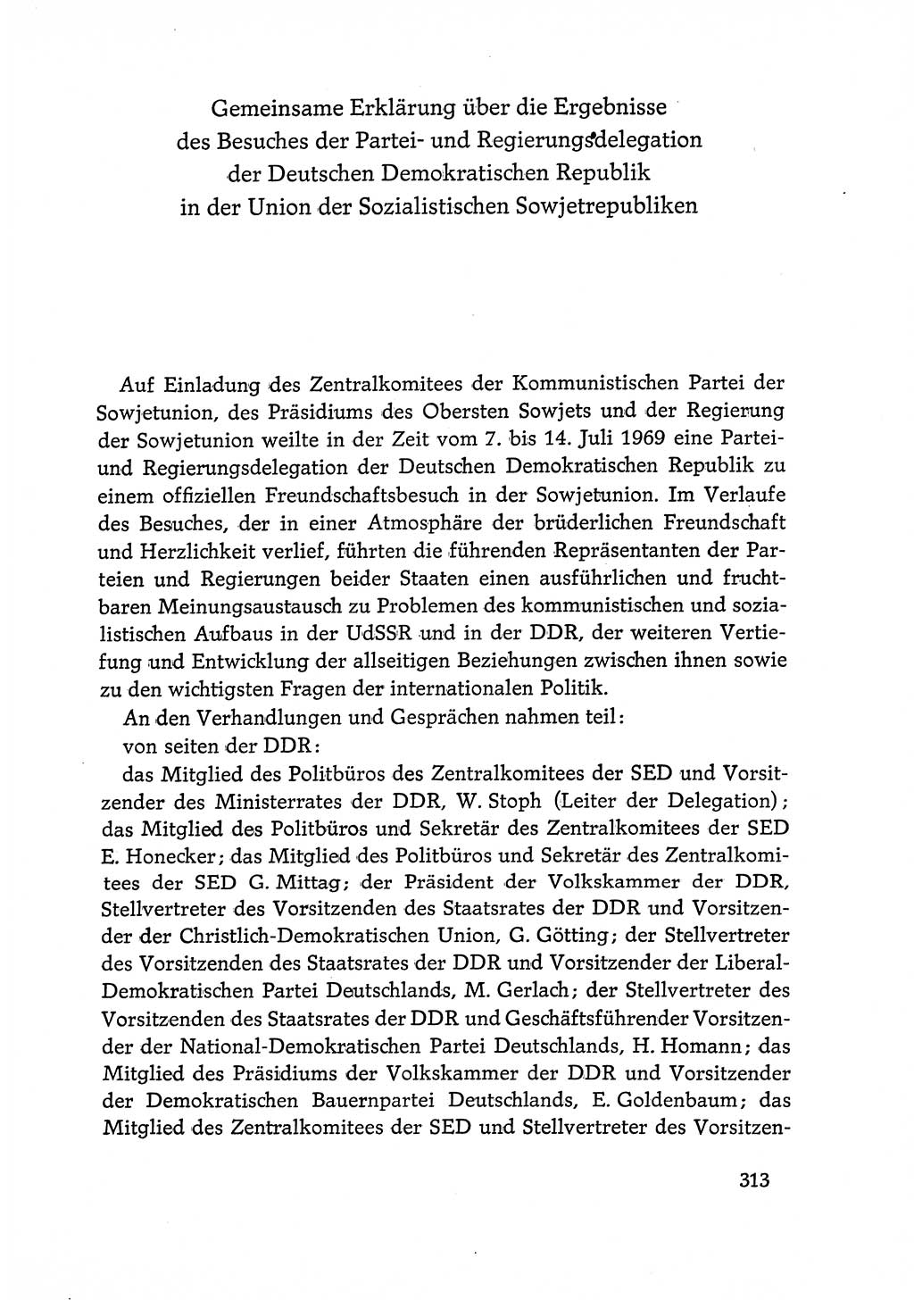 Dokumente der Sozialistischen Einheitspartei Deutschlands (SED) [Deutsche Demokratische Republik (DDR)] 1968-1969, Seite 313 (Dok. SED DDR 1968-1969, S. 313)