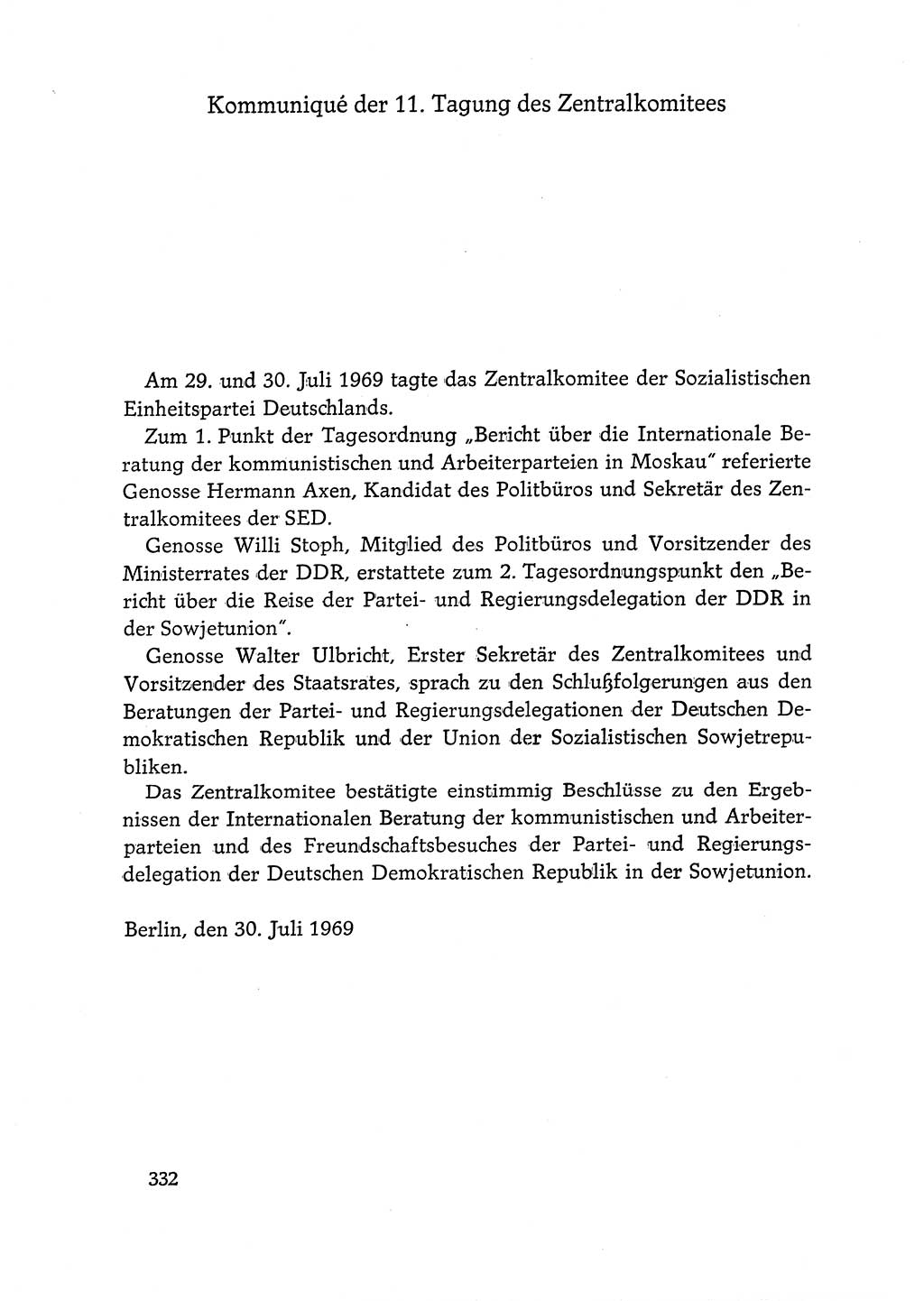 Dokumente der Sozialistischen Einheitspartei Deutschlands (SED) [Deutsche Demokratische Republik (DDR)] 1968-1969, Seite 332 (Dok. SED DDR 1968-1969, S. 332)