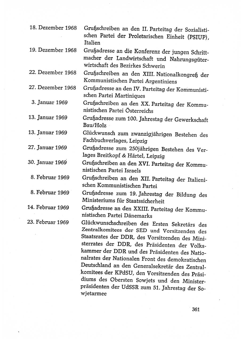 Dokumente der Sozialistischen Einheitspartei Deutschlands (SED) [Deutsche Demokratische Republik (DDR)] 1968-1969, Seite 361 (Dok. SED DDR 1968-1969, S. 361)