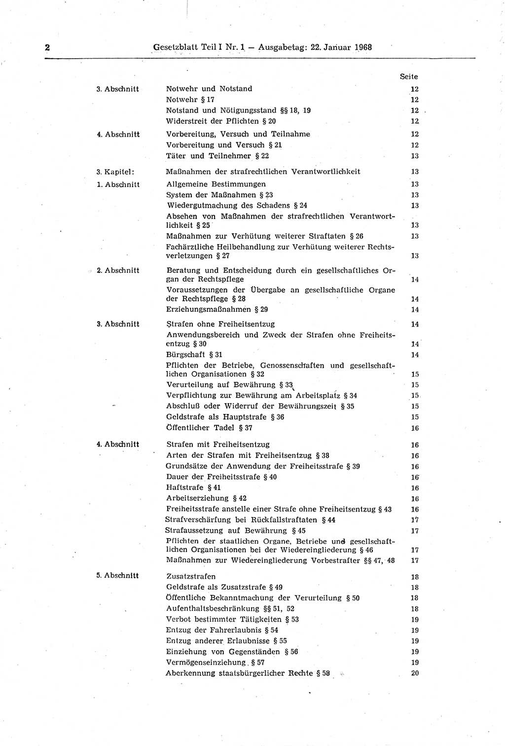 Gesetzblatt (GBl.) der Deutschen Demokratischen Republik (DDR) Teil Ⅰ 1968, Seite 2 (GBl. DDR Ⅰ 1968, S. 2)