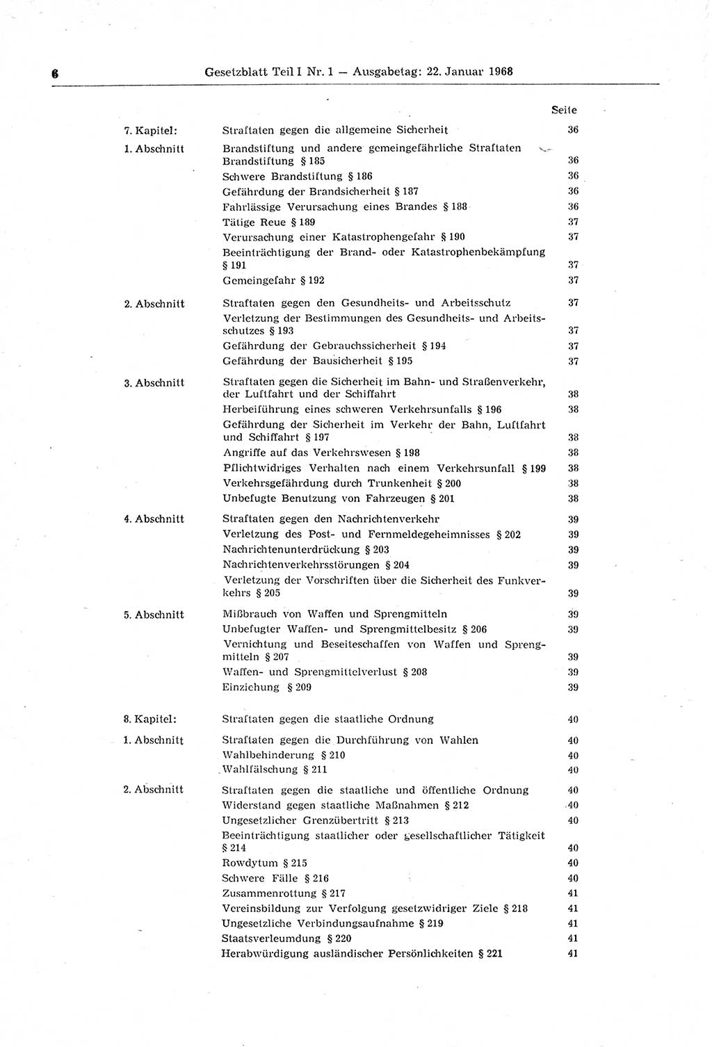 Gesetzblatt (GBl.) der Deutschen Demokratischen Republik (DDR) Teil Ⅰ 1968, Seite 6 (GBl. DDR Ⅰ 1968, S. 6)