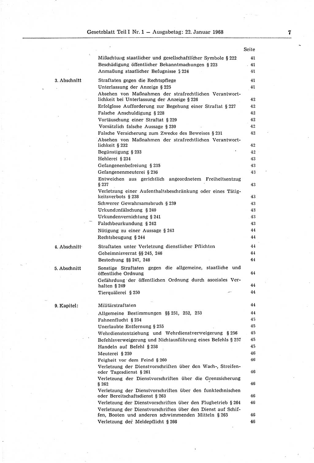 Gesetzblatt (GBl.) der Deutschen Demokratischen Republik (DDR) Teil Ⅰ 1968, Seite 7 (GBl. DDR Ⅰ 1968, S. 7)