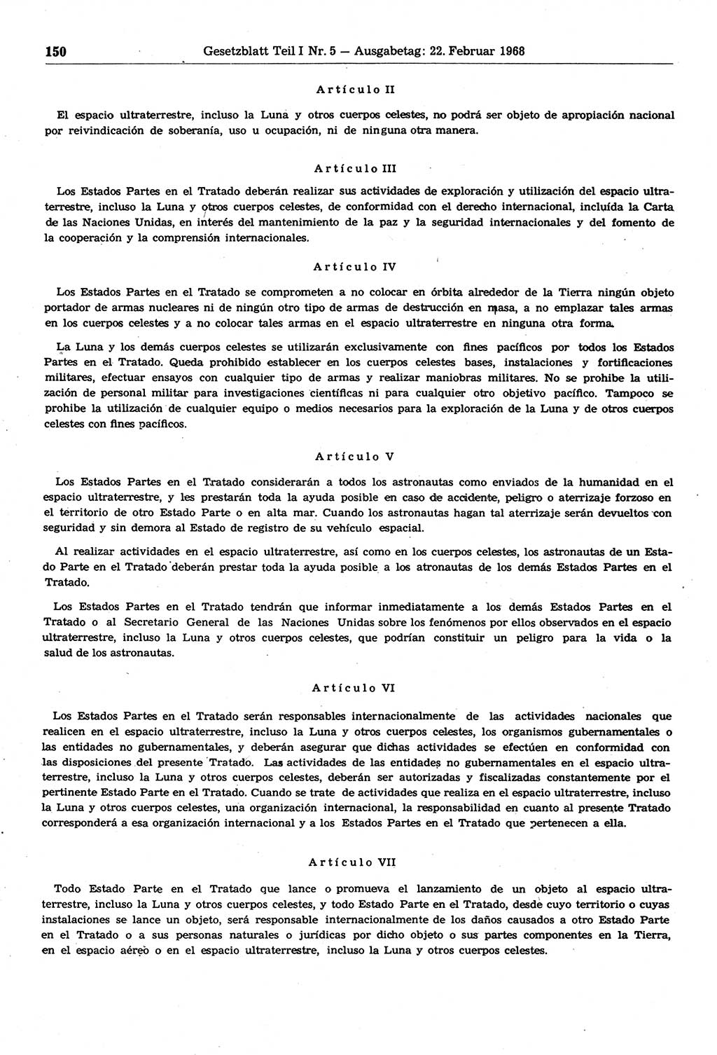 Gesetzblatt (GBl.) der Deutschen Demokratischen Republik (DDR) Teil Ⅰ 1968, Seite 150 (GBl. DDR Ⅰ 1968, S. 150)