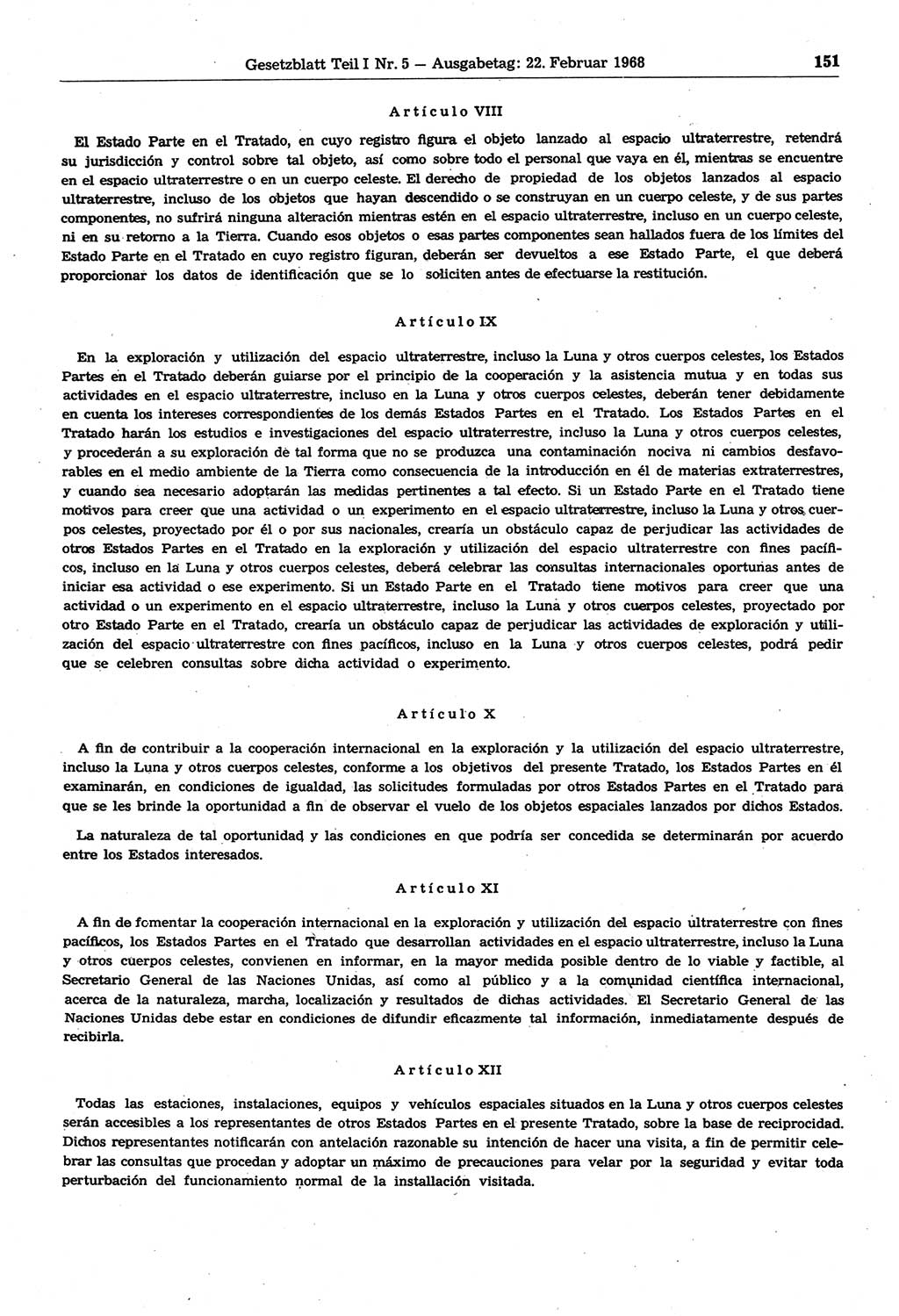Gesetzblatt (GBl.) der Deutschen Demokratischen Republik (DDR) Teil Ⅰ 1968, Seite 151 (GBl. DDR Ⅰ 1968, S. 151)