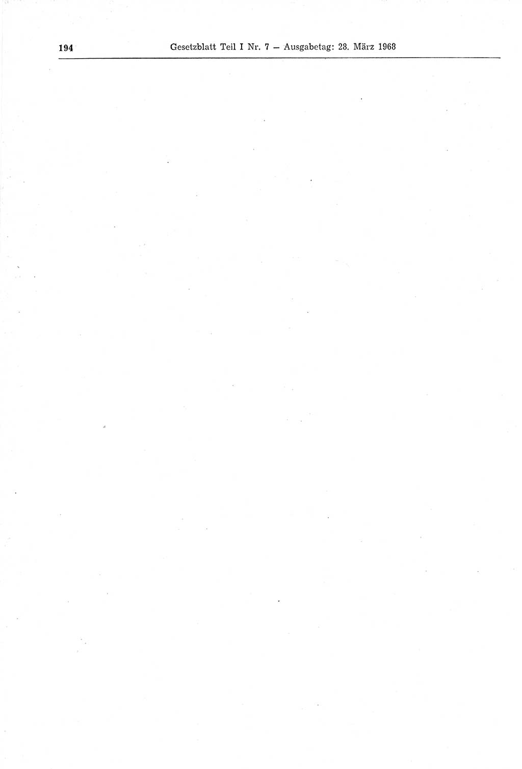 Gesetzblatt (GBl.) der Deutschen Demokratischen Republik (DDR) Teil Ⅰ 1968, Seite 194 (GBl. DDR Ⅰ 1968, S. 194)