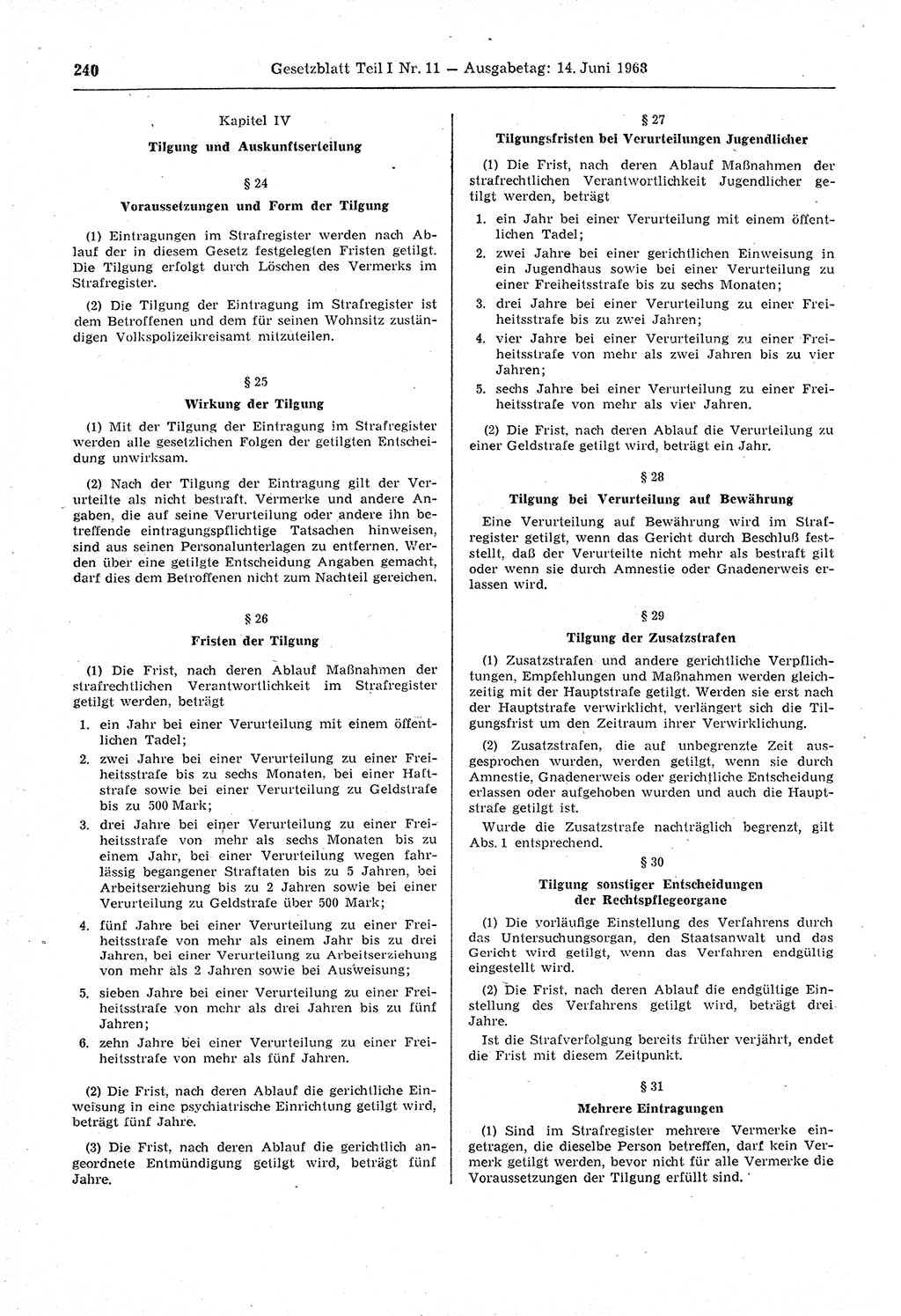 Gesetzblatt (GBl.) der Deutschen Demokratischen Republik (DDR) Teil Ⅰ 1968, Seite 240 (GBl. DDR Ⅰ 1968, S. 240)