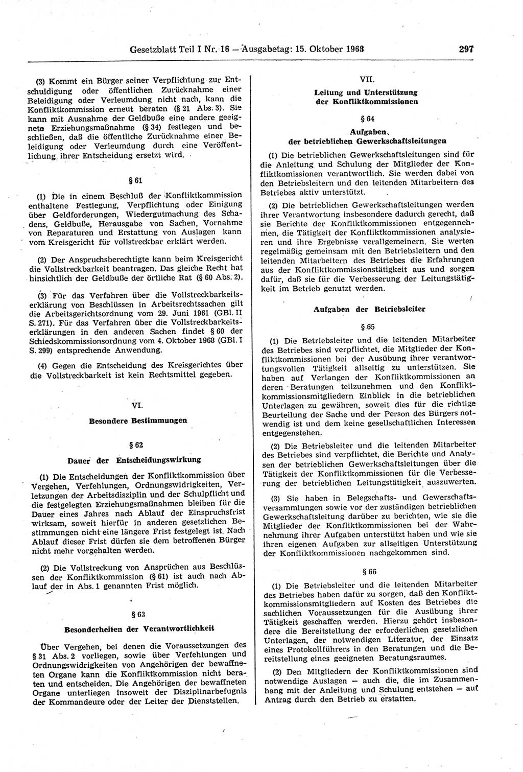 Gesetzblatt (GBl.) der Deutschen Demokratischen Republik (DDR) Teil Ⅰ 1968, Seite 297 (GBl. DDR Ⅰ 1968, S. 297)