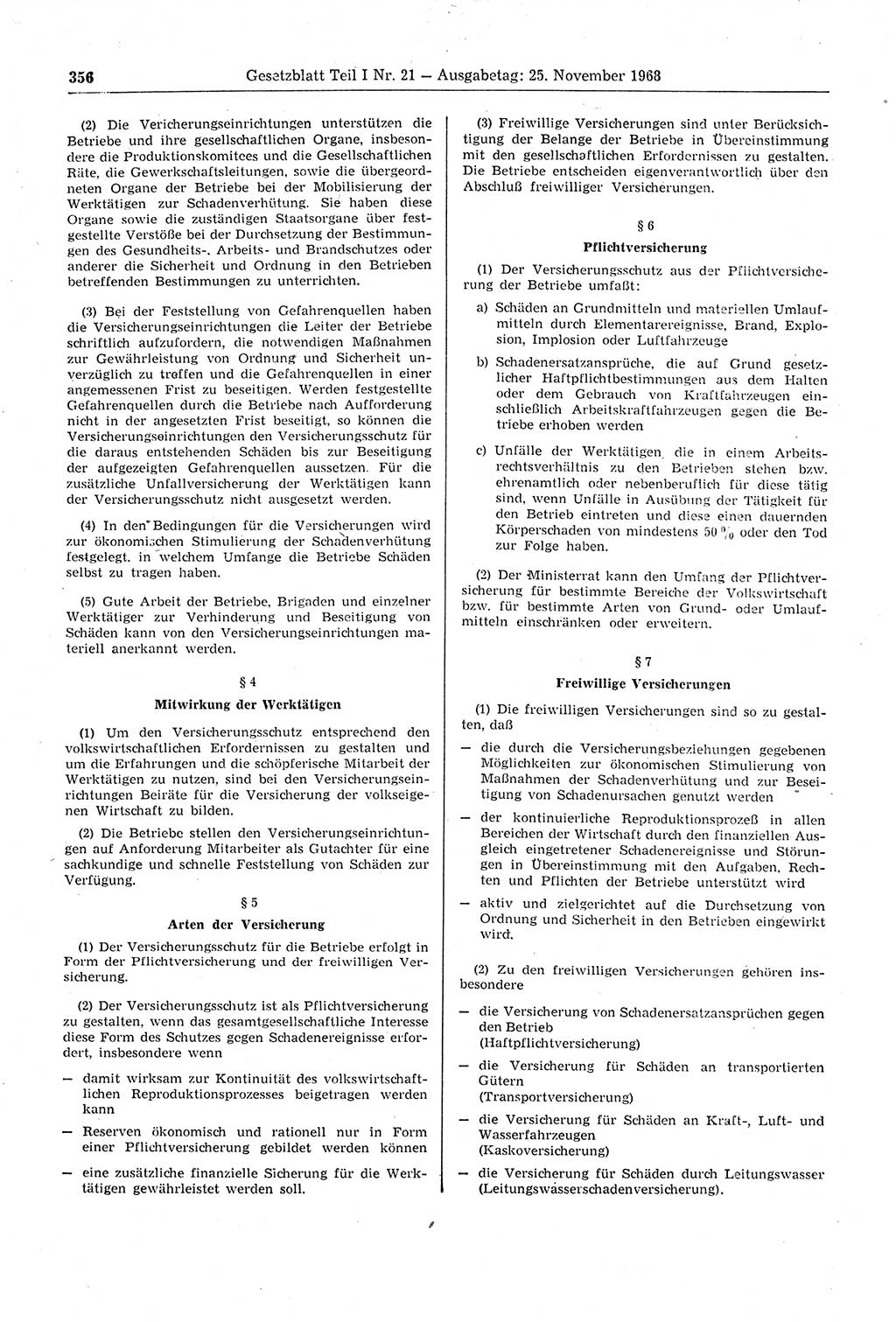 Gesetzblatt (GBl.) der Deutschen Demokratischen Republik (DDR) Teil Ⅰ 1968, Seite 356 (GBl. DDR Ⅰ 1968, S. 356)