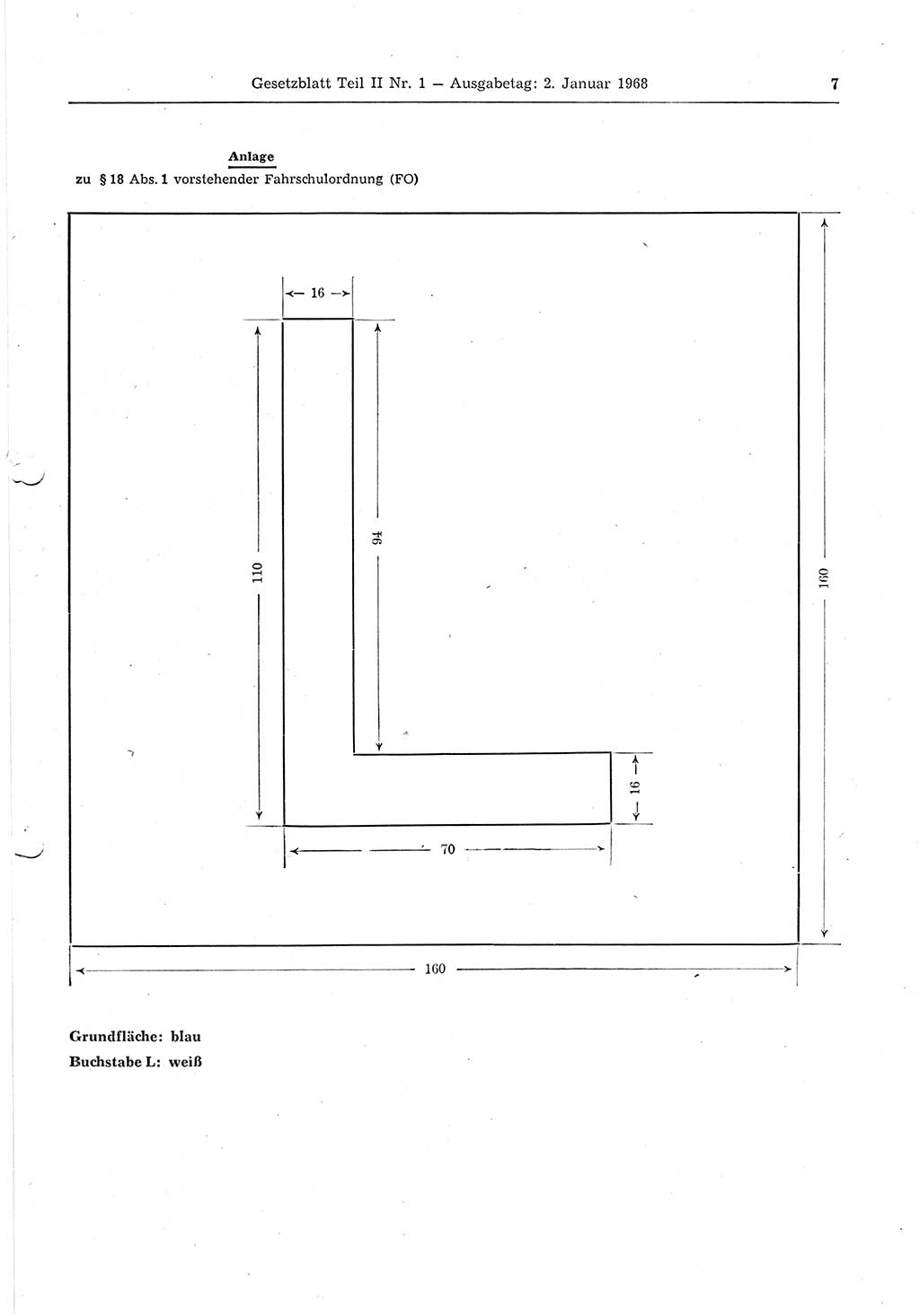 Gesetzblatt (GBl.) der Deutschen Demokratischen Republik (DDR) Teil ⅠⅠ 1968, Seite 7 (GBl. DDR ⅠⅠ 1968, S. 7)