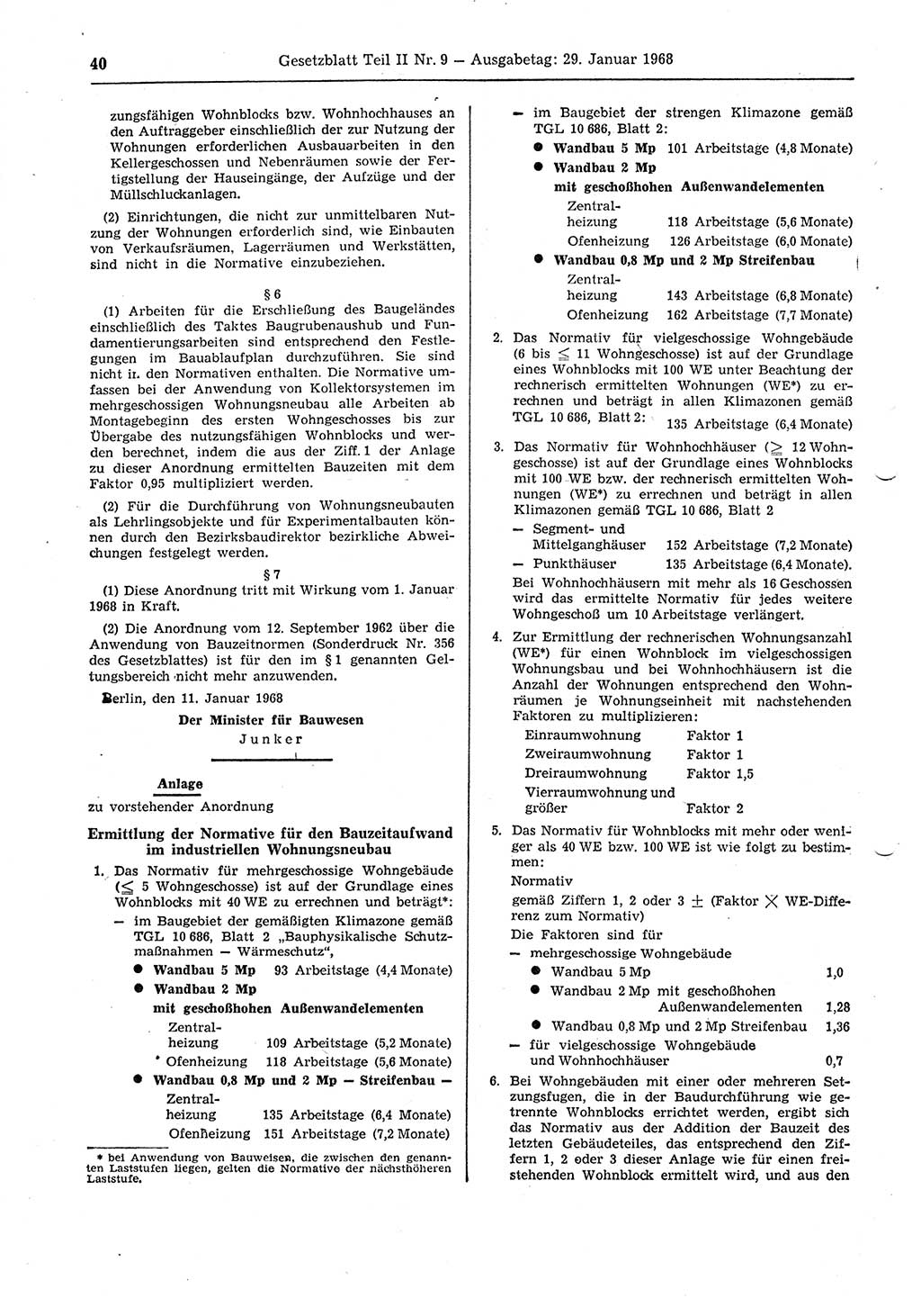 Gesetzblatt (GBl.) der Deutschen Demokratischen Republik (DDR) Teil ⅠⅠ 1968, Seite 40 (GBl. DDR ⅠⅠ 1968, S. 40)