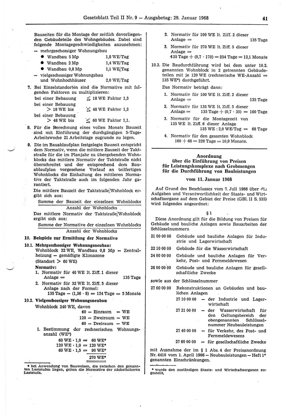 Gesetzblatt (GBl.) der Deutschen Demokratischen Republik (DDR) Teil ⅠⅠ 1968, Seite 41 (GBl. DDR ⅠⅠ 1968, S. 41)