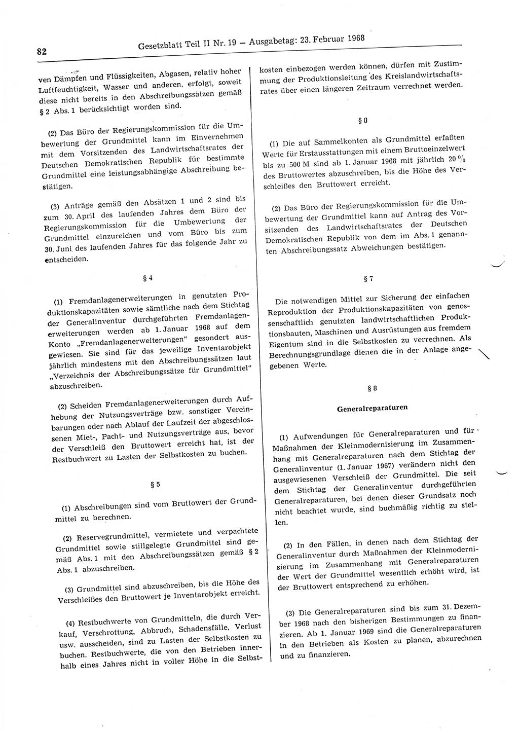 Gesetzblatt (GBl.) der Deutschen Demokratischen Republik (DDR) Teil ⅠⅠ 1968, Seite 82 (GBl. DDR ⅠⅠ 1968, S. 82)