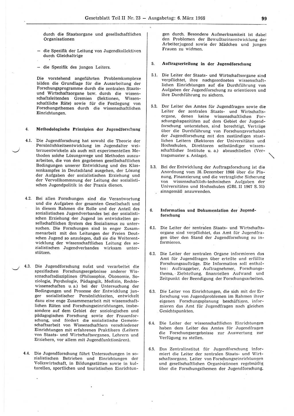 Gesetzblatt (GBl.) der Deutschen Demokratischen Republik (DDR) Teil ⅠⅠ 1968, Seite 99 (GBl. DDR ⅠⅠ 1968, S. 99)