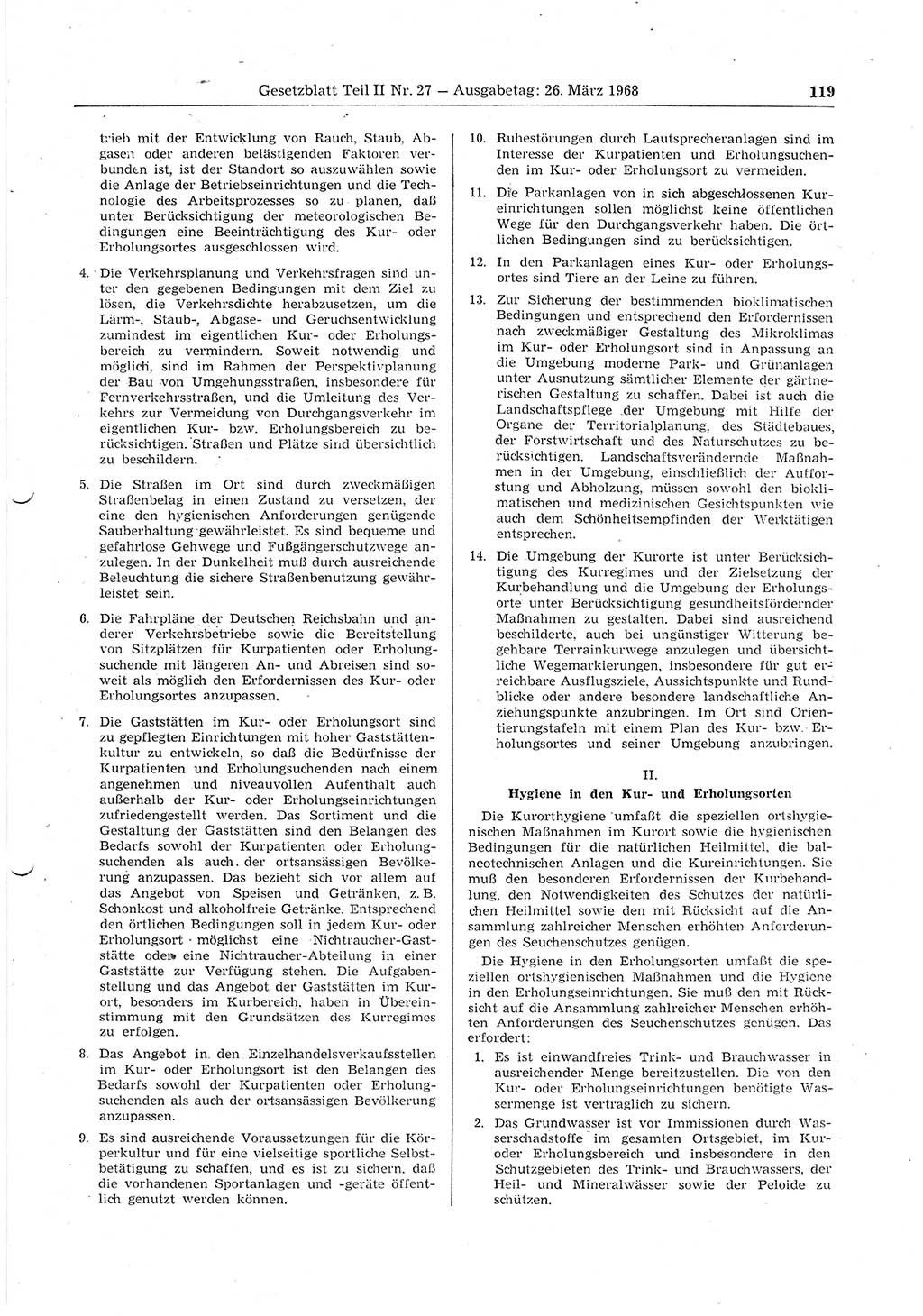 Gesetzblatt (GBl.) der Deutschen Demokratischen Republik (DDR) Teil ⅠⅠ 1968, Seite 119 (GBl. DDR ⅠⅠ 1968, S. 119)