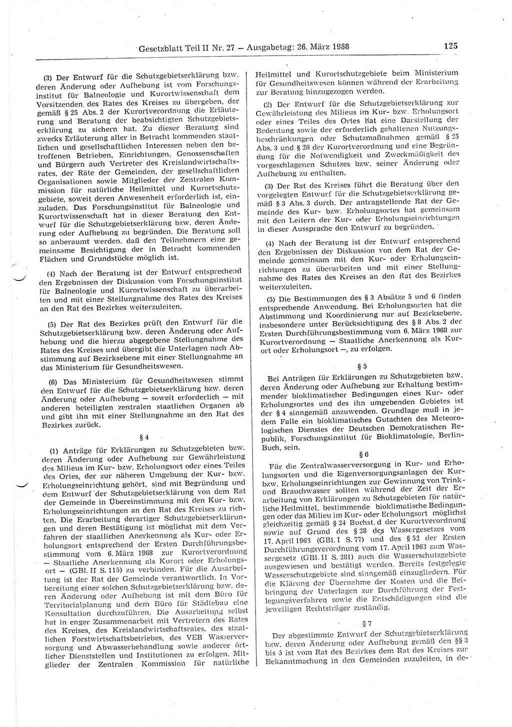 Gesetzblatt (GBl.) der Deutschen Demokratischen Republik (DDR) Teil ⅠⅠ 1968, Seite 125 (GBl. DDR ⅠⅠ 1968, S. 125)