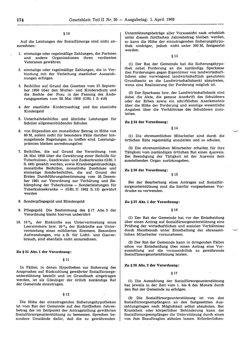 Gesetzblatt (GBl.) der Deutschen Demokratischen Republik (DDR) Teil ⅠⅠ 1968, Seite 174 (GBl. DDR ⅠⅠ 1968, S. 174)