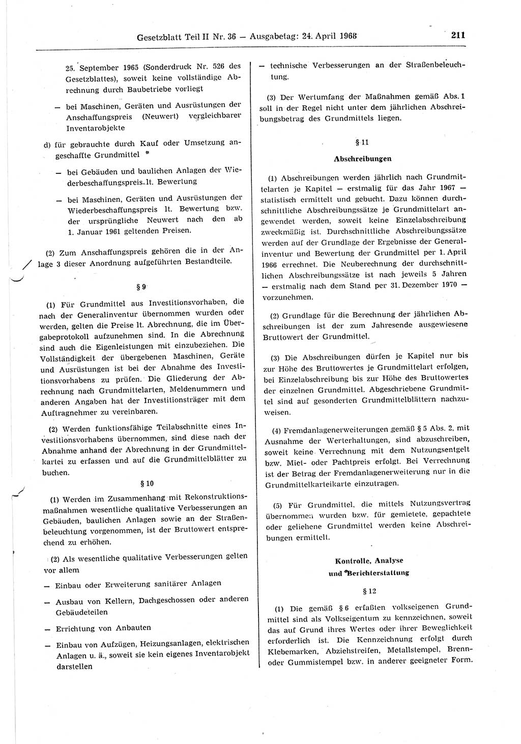 Gesetzblatt (GBl.) der Deutschen Demokratischen Republik (DDR) Teil ⅠⅠ 1968, Seite 211 (GBl. DDR ⅠⅠ 1968, S. 211)