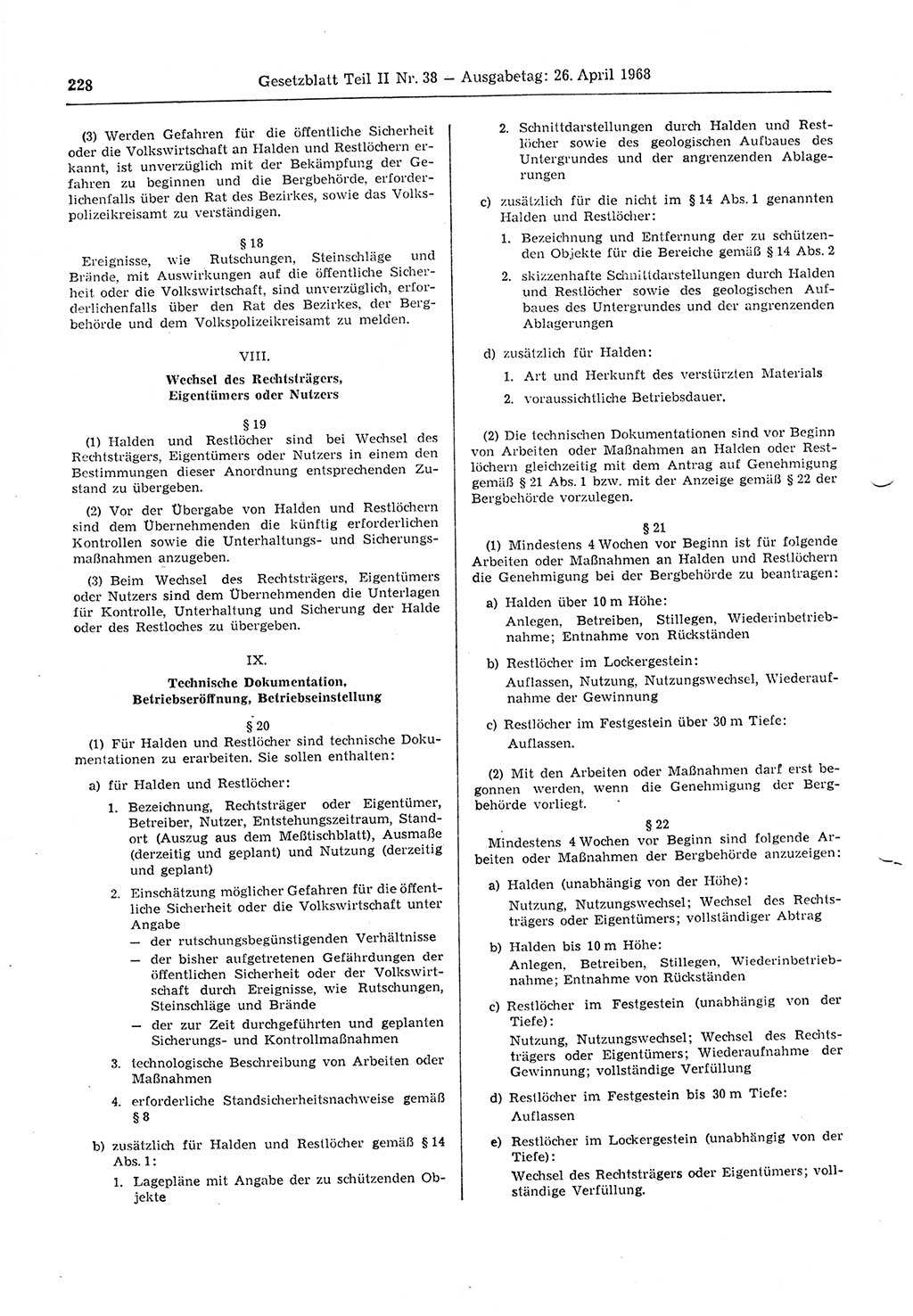 Gesetzblatt (GBl.) der Deutschen Demokratischen Republik (DDR) Teil ⅠⅠ 1968, Seite 228 (GBl. DDR ⅠⅠ 1968, S. 228)