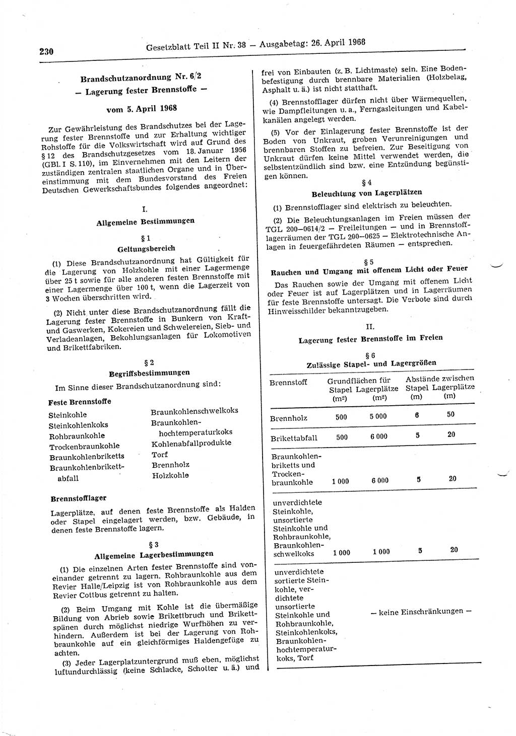 Gesetzblatt (GBl.) der Deutschen Demokratischen Republik (DDR) Teil ⅠⅠ 1968, Seite 230 (GBl. DDR ⅠⅠ 1968, S. 230)