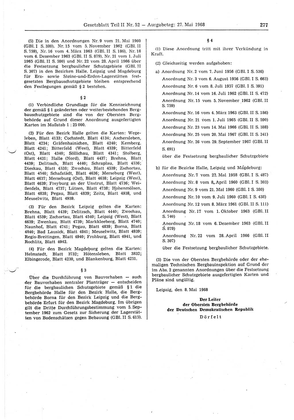 Gesetzblatt (GBl.) der Deutschen Demokratischen Republik (DDR) Teil ⅠⅠ 1968, Seite 277 (GBl. DDR ⅠⅠ 1968, S. 277)