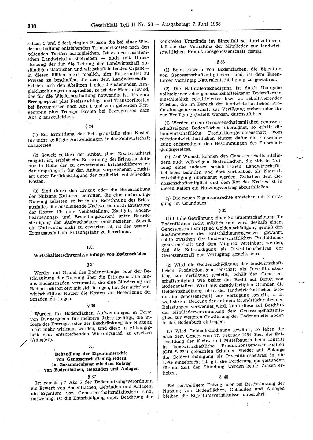 Gesetzblatt (GBl.) der Deutschen Demokratischen Republik (DDR) Teil ⅠⅠ 1968, Seite 300 (GBl. DDR ⅠⅠ 1968, S. 300)