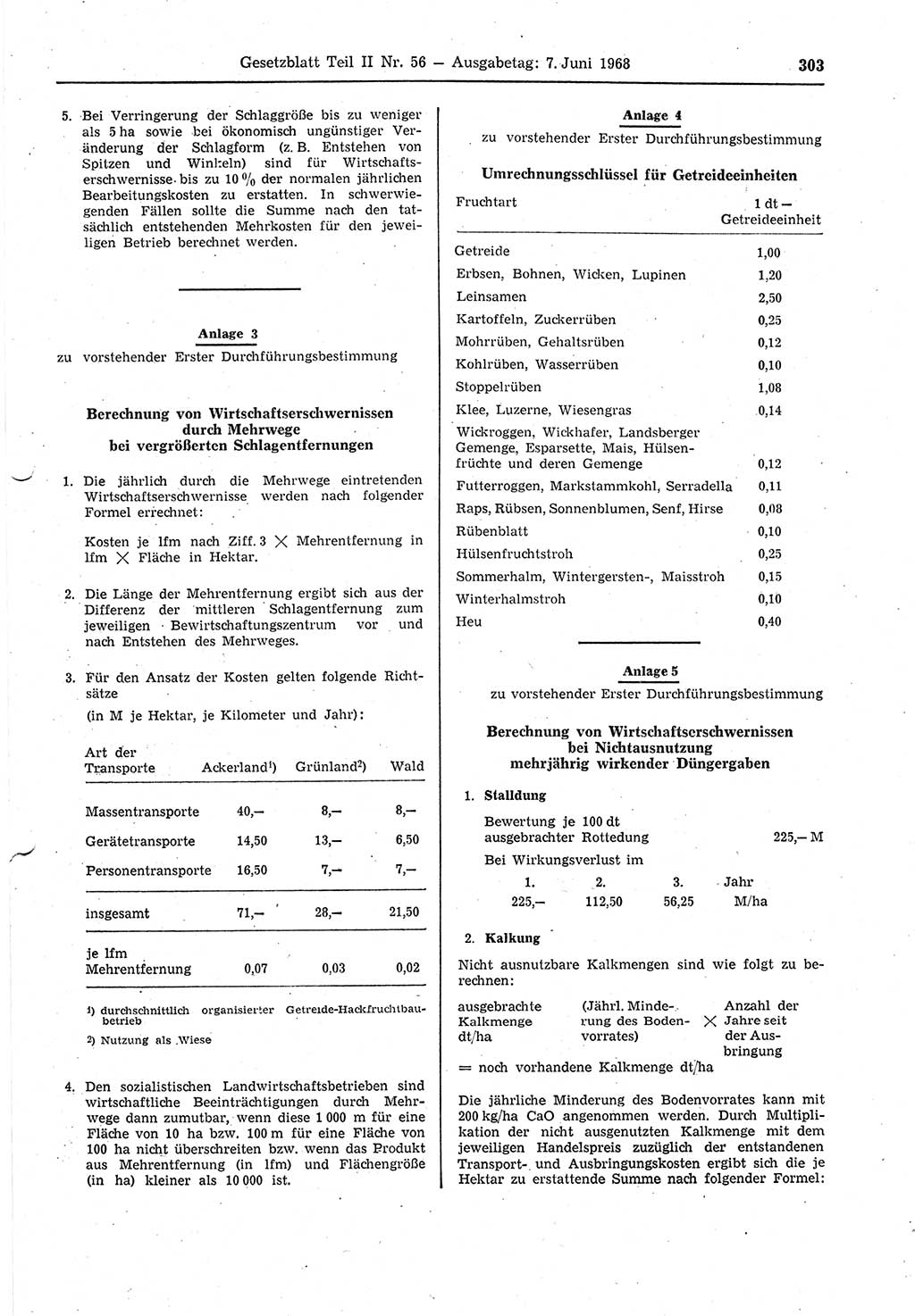 Gesetzblatt (GBl.) der Deutschen Demokratischen Republik (DDR) Teil ⅠⅠ 1968, Seite 303 (GBl. DDR ⅠⅠ 1968, S. 303)