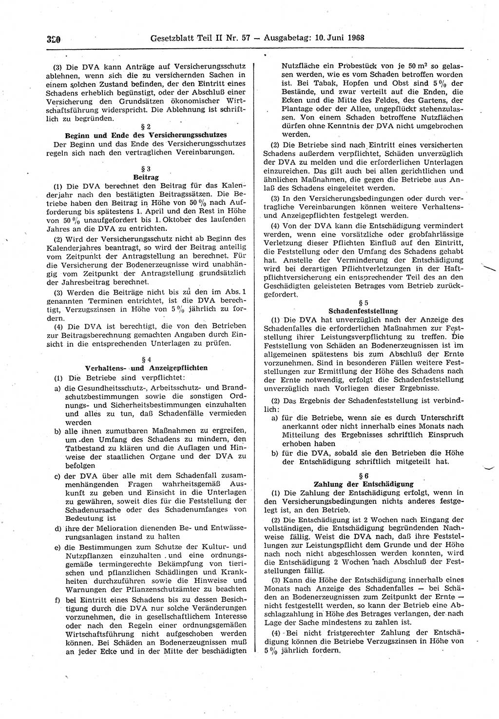 Gesetzblatt (GBl.) der Deutschen Demokratischen Republik (DDR) Teil ⅠⅠ 1968, Seite 320 (GBl. DDR ⅠⅠ 1968, S. 320)