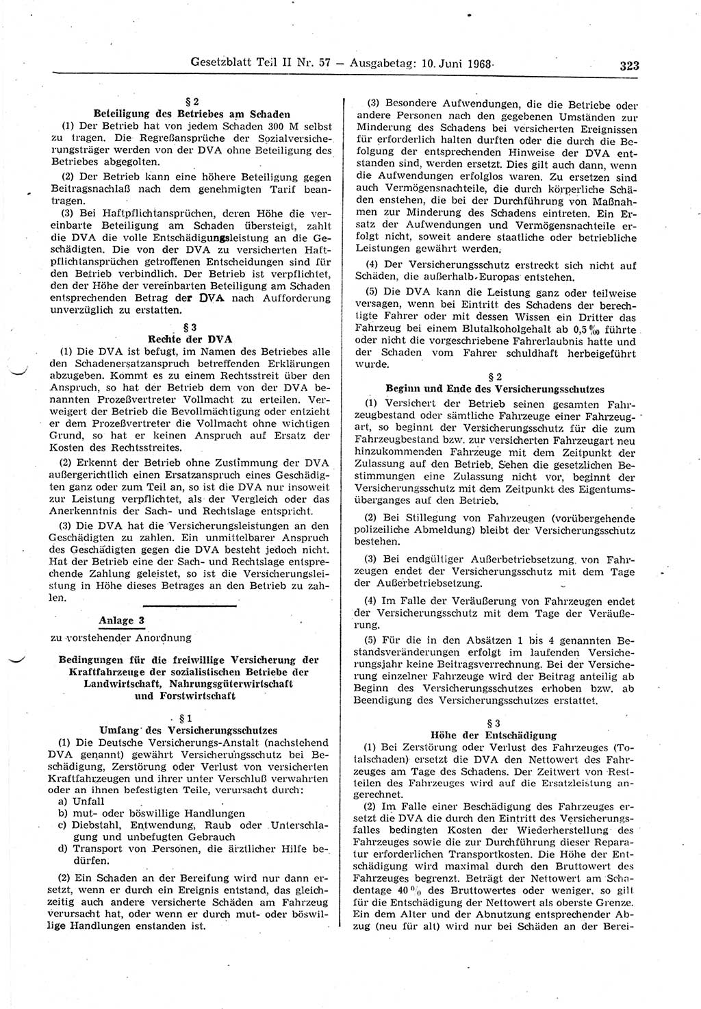 Gesetzblatt (GBl.) der Deutschen Demokratischen Republik (DDR) Teil ⅠⅠ 1968, Seite 323 (GBl. DDR ⅠⅠ 1968, S. 323)