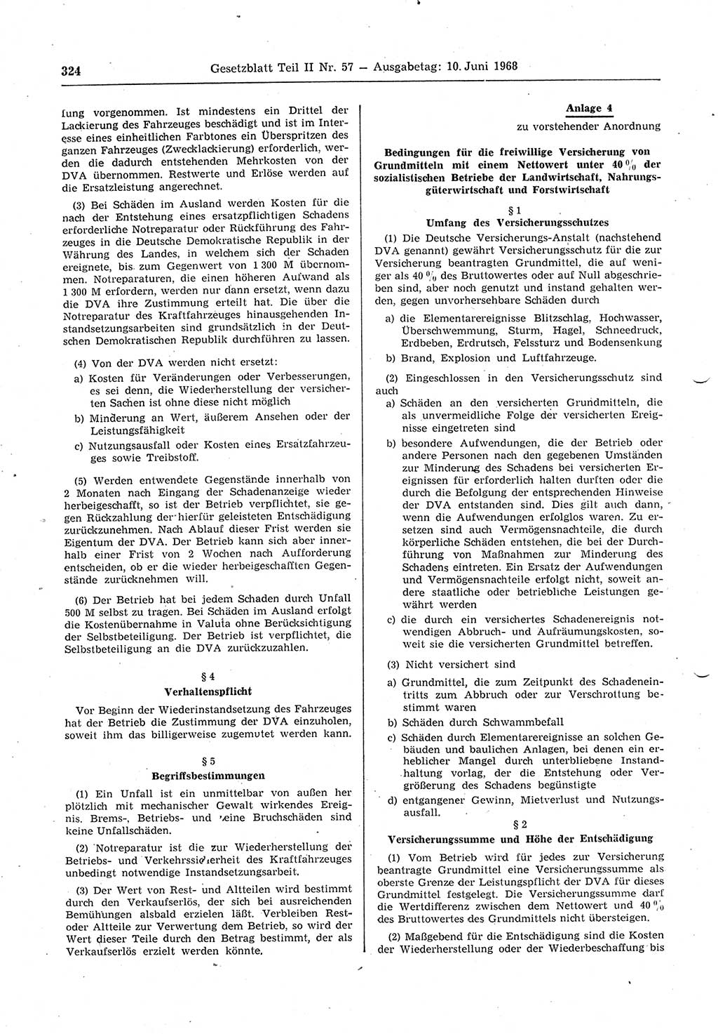Gesetzblatt (GBl.) der Deutschen Demokratischen Republik (DDR) Teil ⅠⅠ 1968, Seite 324 (GBl. DDR ⅠⅠ 1968, S. 324)