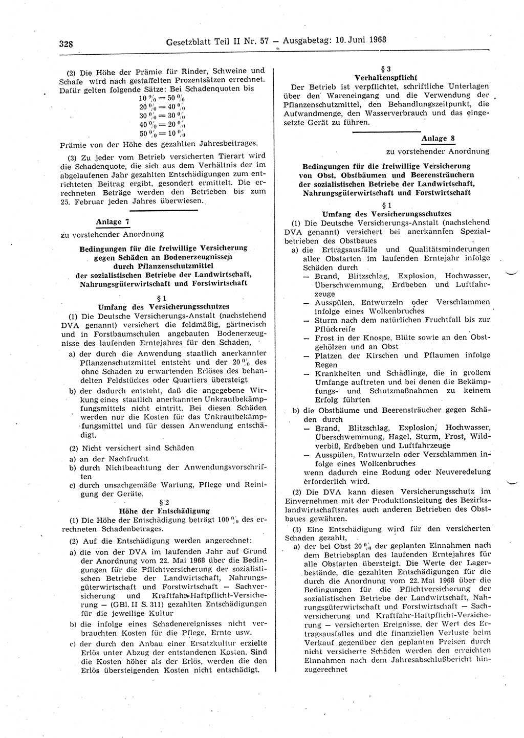 Gesetzblatt (GBl.) der Deutschen Demokratischen Republik (DDR) Teil ⅠⅠ 1968, Seite 328 (GBl. DDR ⅠⅠ 1968, S. 328)