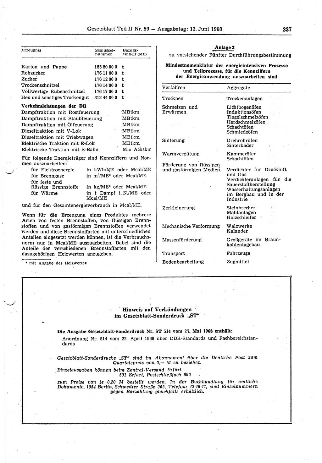 Gesetzblatt (GBl.) der Deutschen Demokratischen Republik (DDR) Teil ⅠⅠ 1968, Seite 337 (GBl. DDR ⅠⅠ 1968, S. 337)