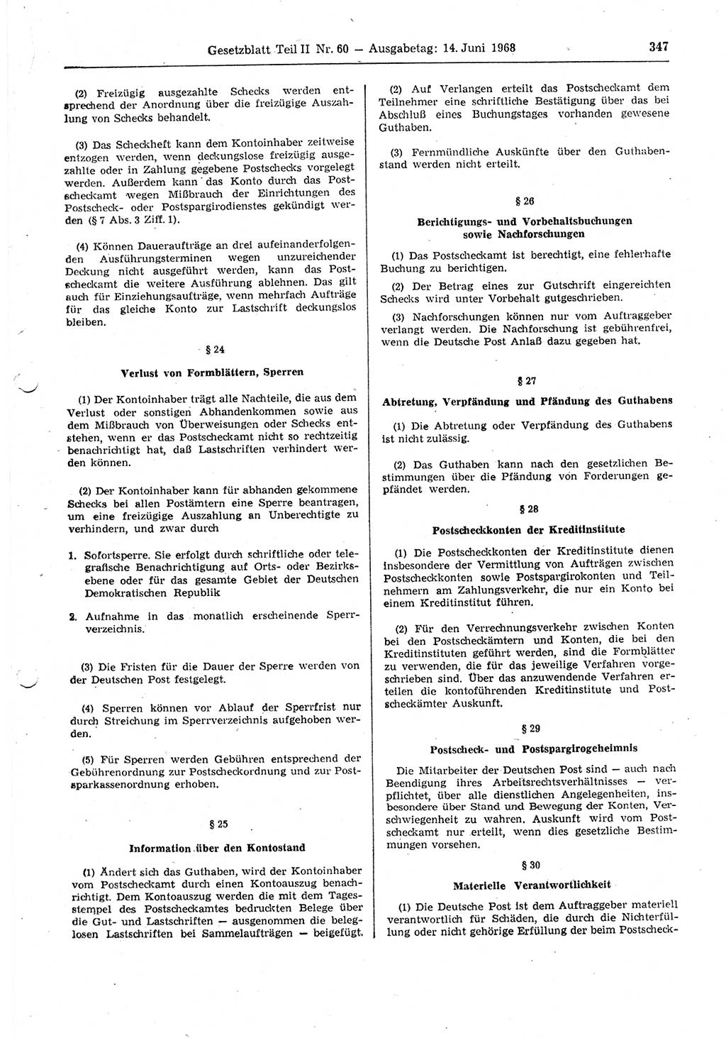 Gesetzblatt (GBl.) der Deutschen Demokratischen Republik (DDR) Teil ⅠⅠ 1968, Seite 347 (GBl. DDR ⅠⅠ 1968, S. 347)
